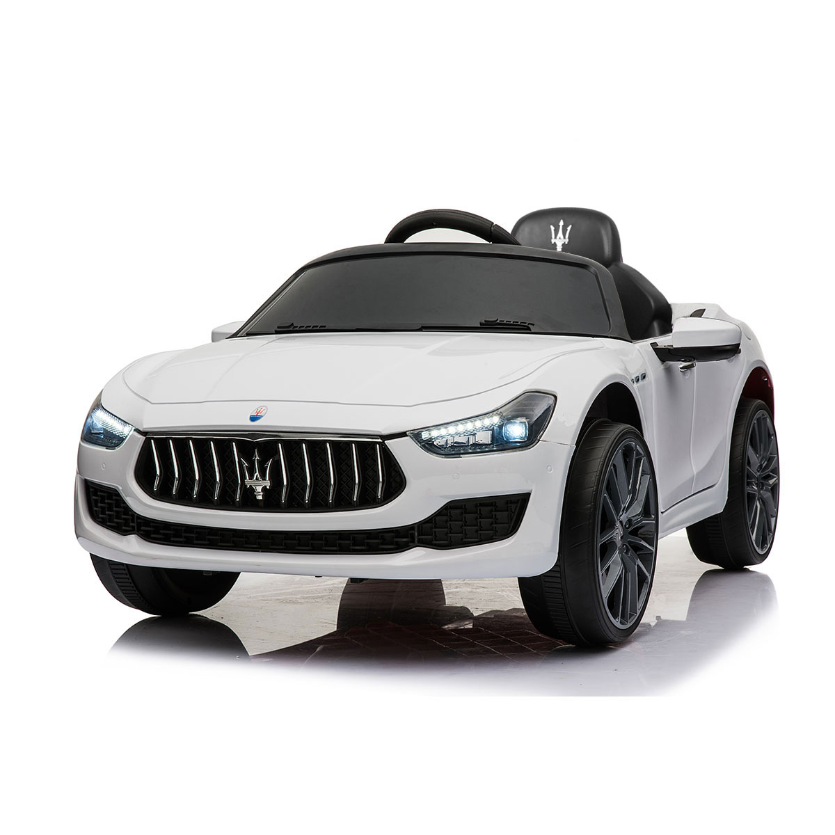 Maserati-Licensed 12V Kids Ride On Car, Electric Vehicle with Remote Control, MP3, USB, Music, Horn, LED Lights, Openable Doors, White-CASAINC