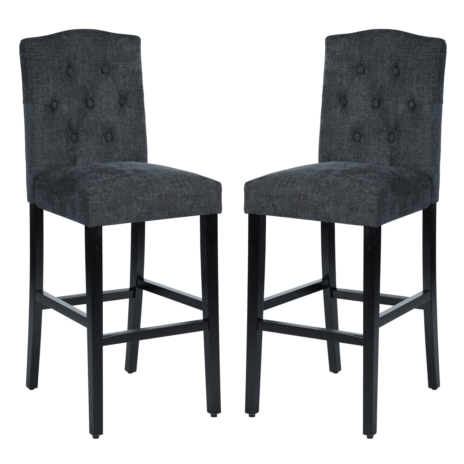 Set of 2 traditional Upholstered high stools, black