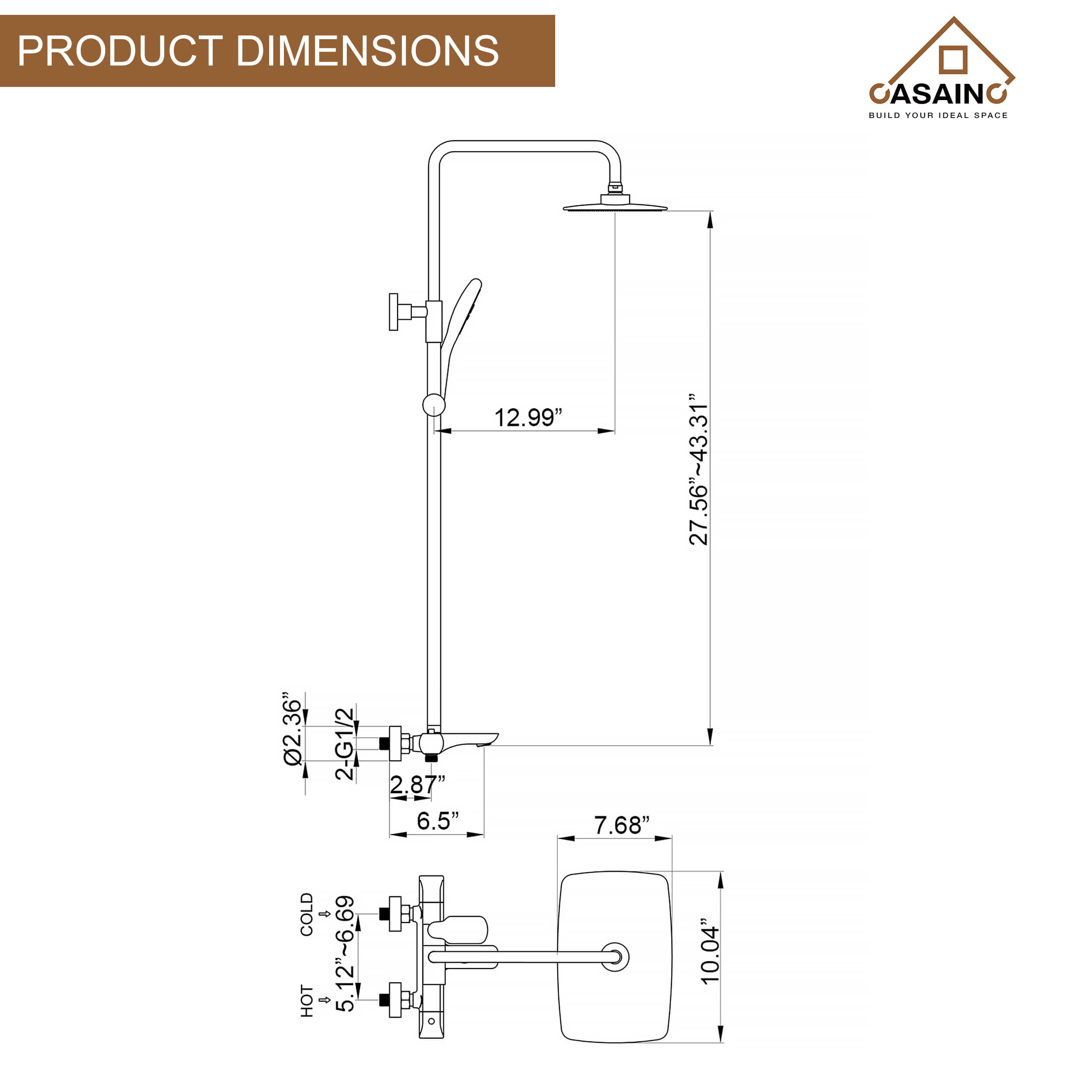 CASAINC Shower System in Matte Black