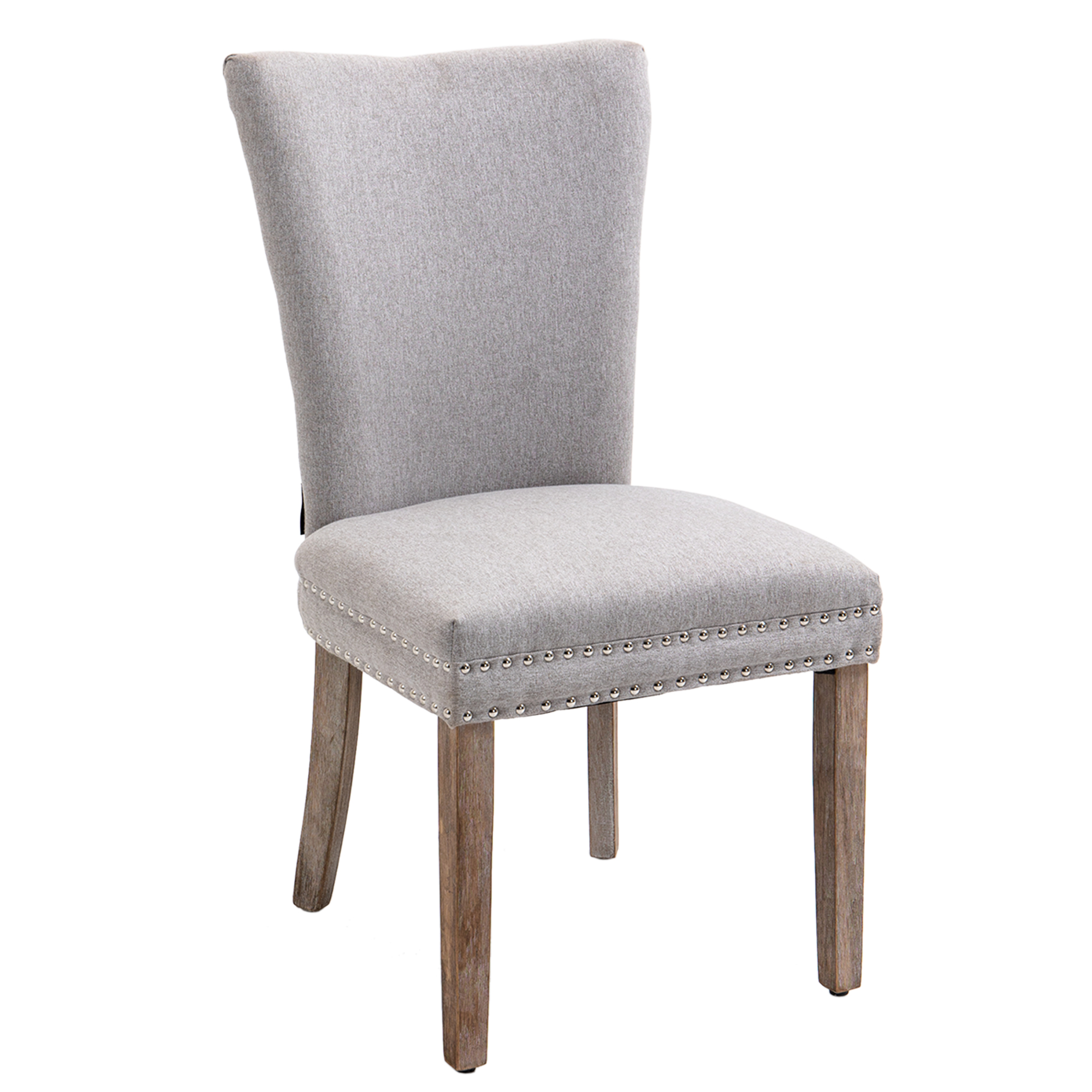 40 in. Classic Linen Fabric Nail-head Tufted Parsons Chairs, Dining Chair with 4 Solid Wood Legs, Set of 2-CASAINC