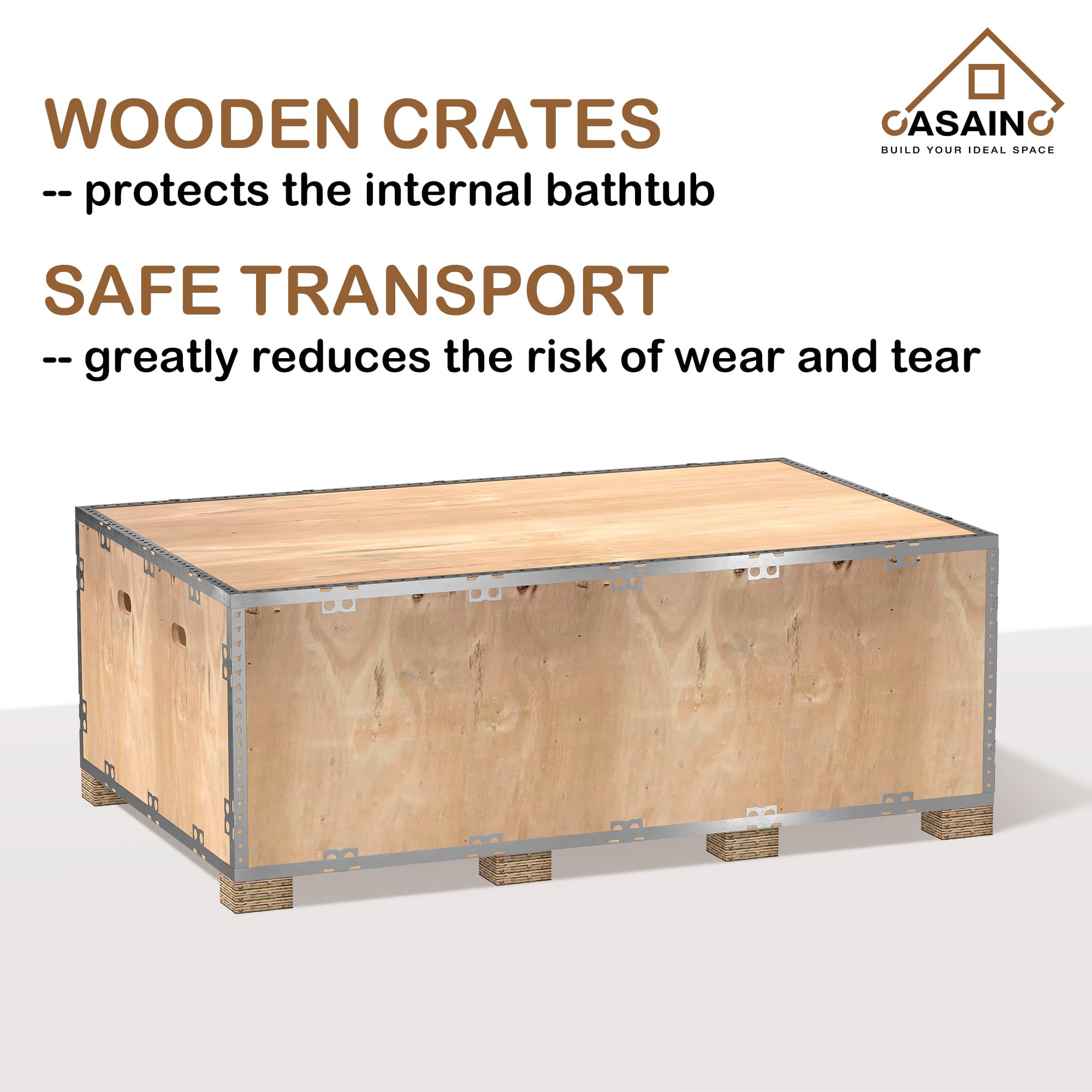 CASAINC 59 Inch Artificial Stone Resin Composite Flatbottom Bathtub in White