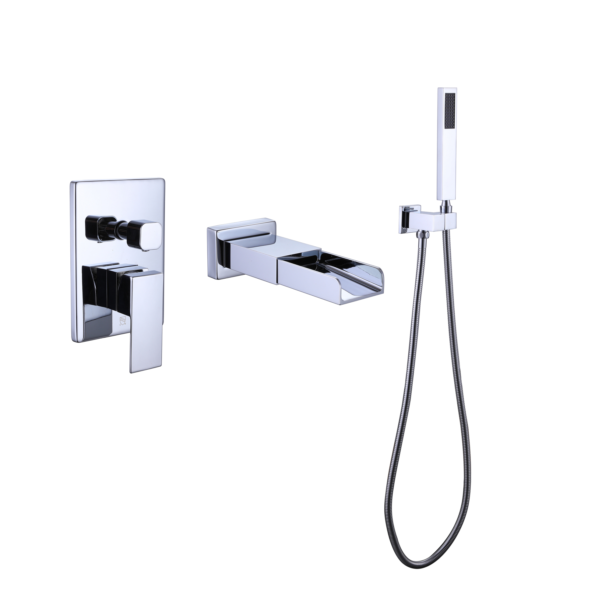 TrustMade Pressure-Balance Waterfall Single Handle Wall Mount Tub Faucet with Hand Shower, Chrome - 2W01-CASAINC