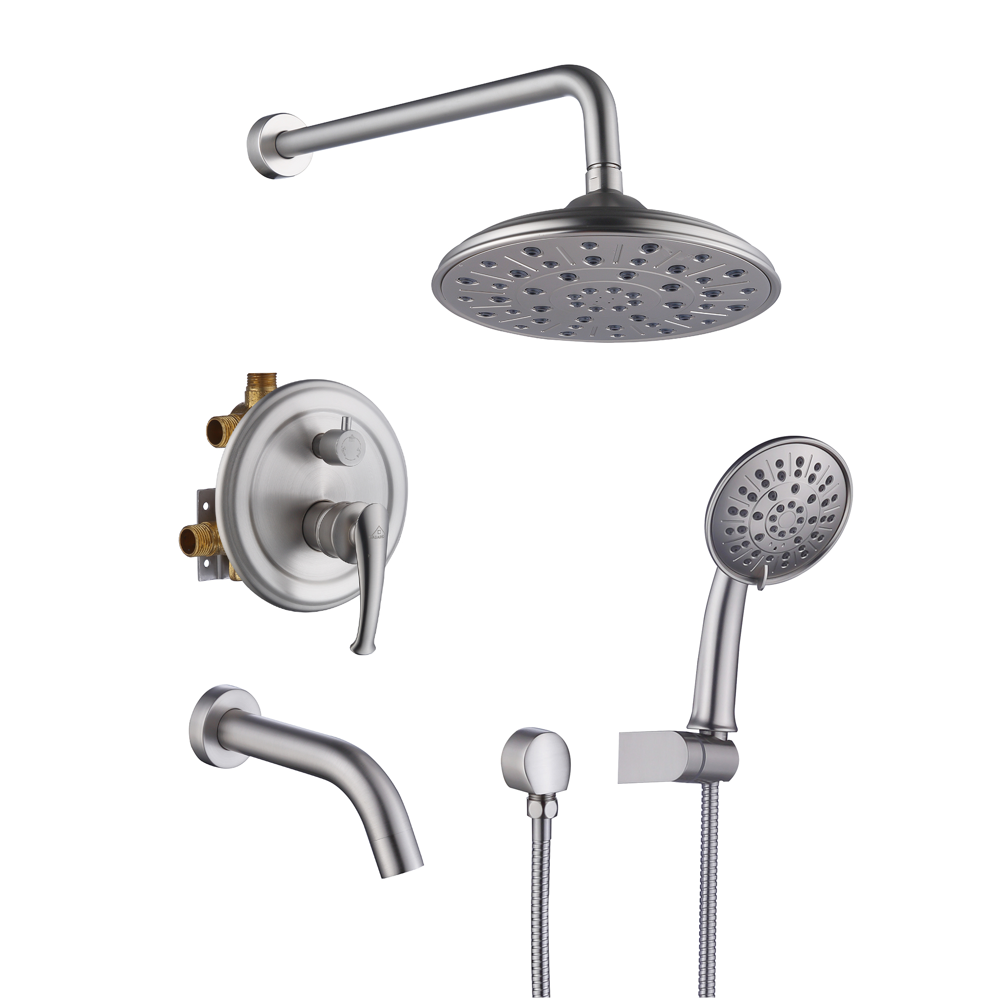 CASAINC 8.3 inch Wall-mounted rain shower faucet with pressure balanced valve