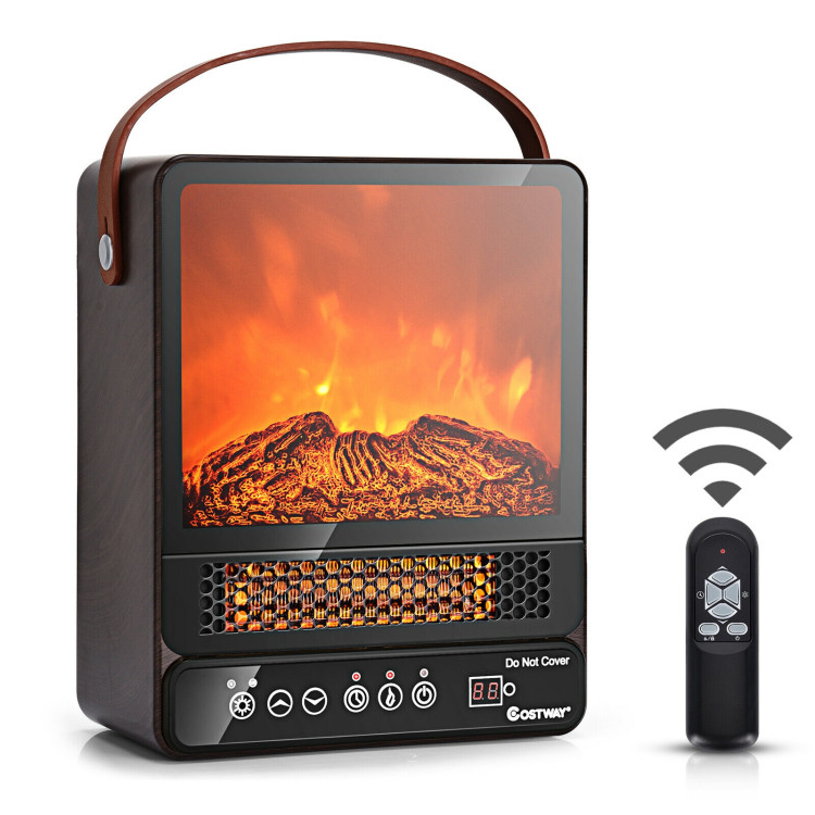 1500W Electric Fireplace Tabletop Portable Space Heater with 3D Flame Effect