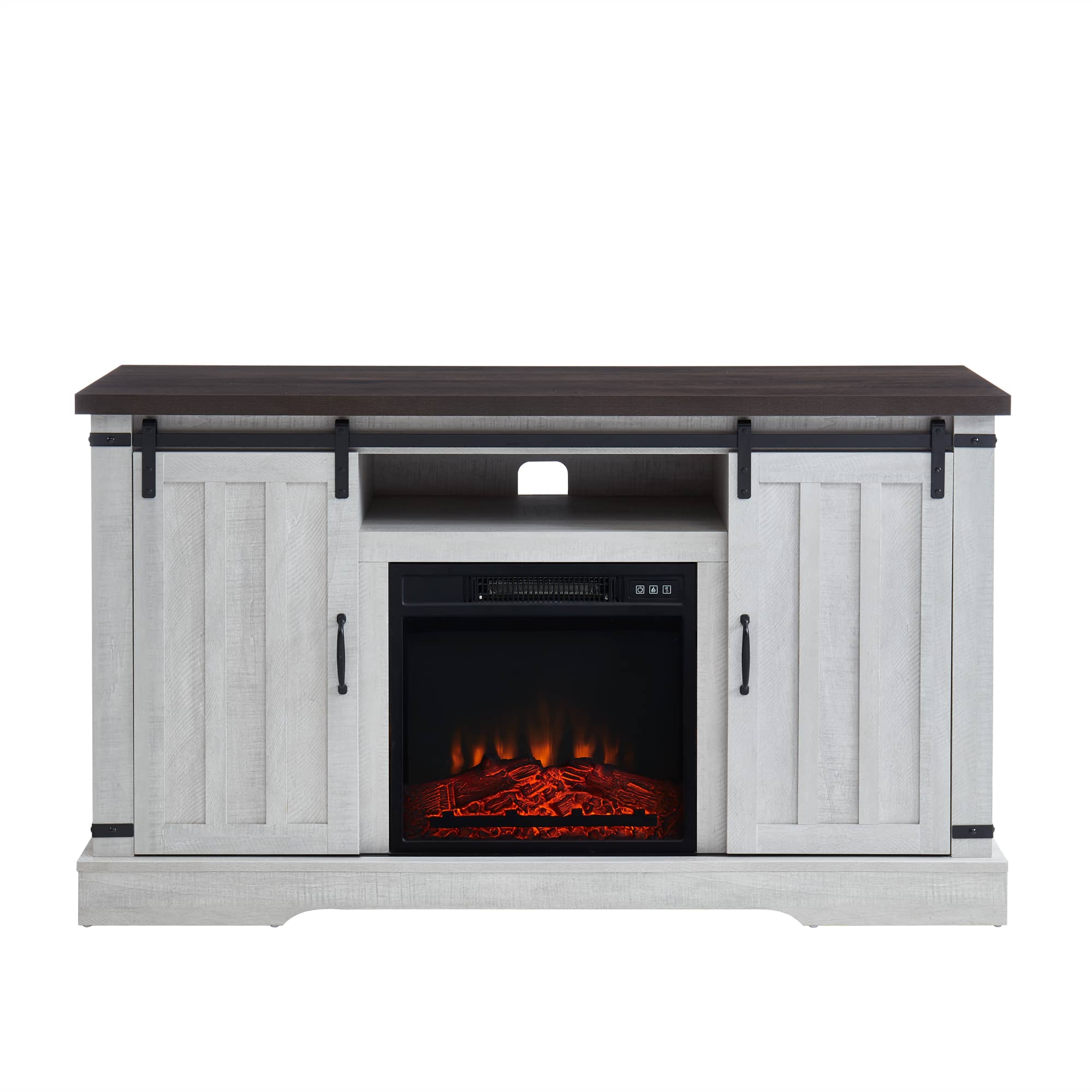 CASAINC 54 in. Freestanding Media Console Electric Fireplace TV Stand with Sliding Barn Door