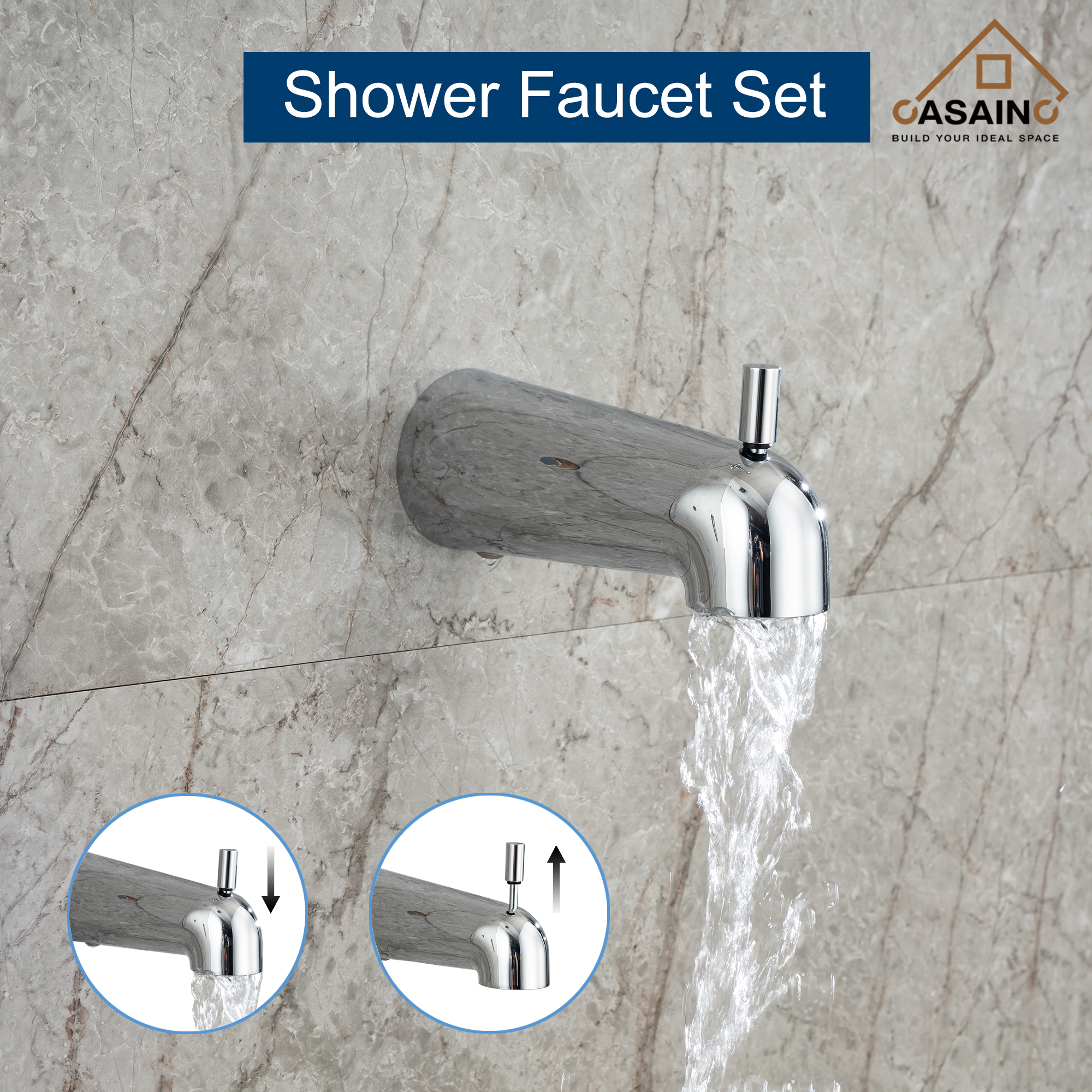4.84inch Wall Mounted Shower trim kit with pressure balanced valve-CASAINC