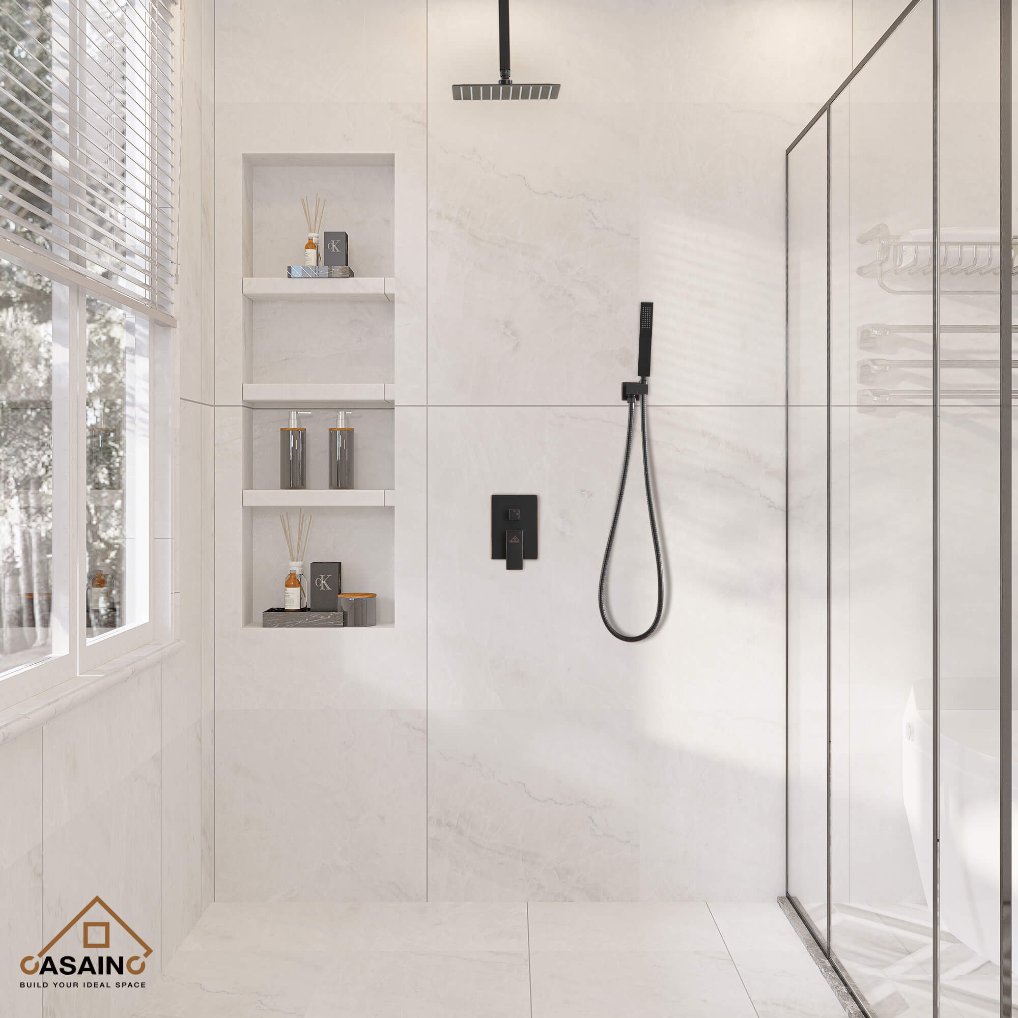 Casainc 2-Function Ceiling-Mounted Shower System with Handheld Shower in Oil Rubbed Bronze