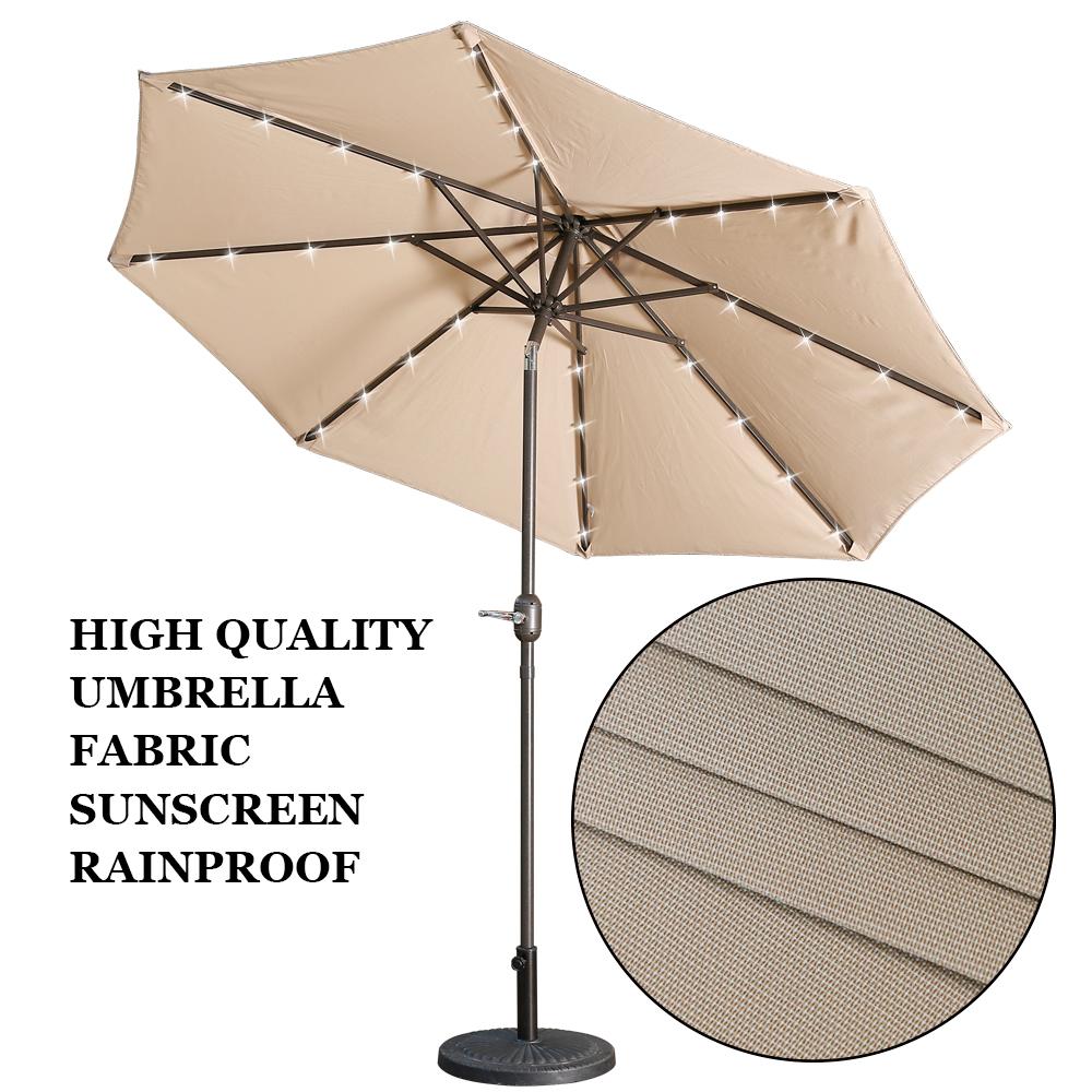 Casainc Outdoor Patio 9 ft. Aluminum Tilt Half Beach Umbrella in Sand Without Base-CASAINC
