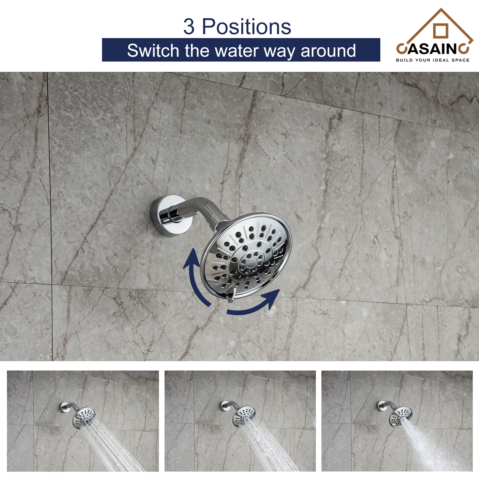 4.84inch Wall Mounted Shower trim kit with pressure balanced valve-CASAINC