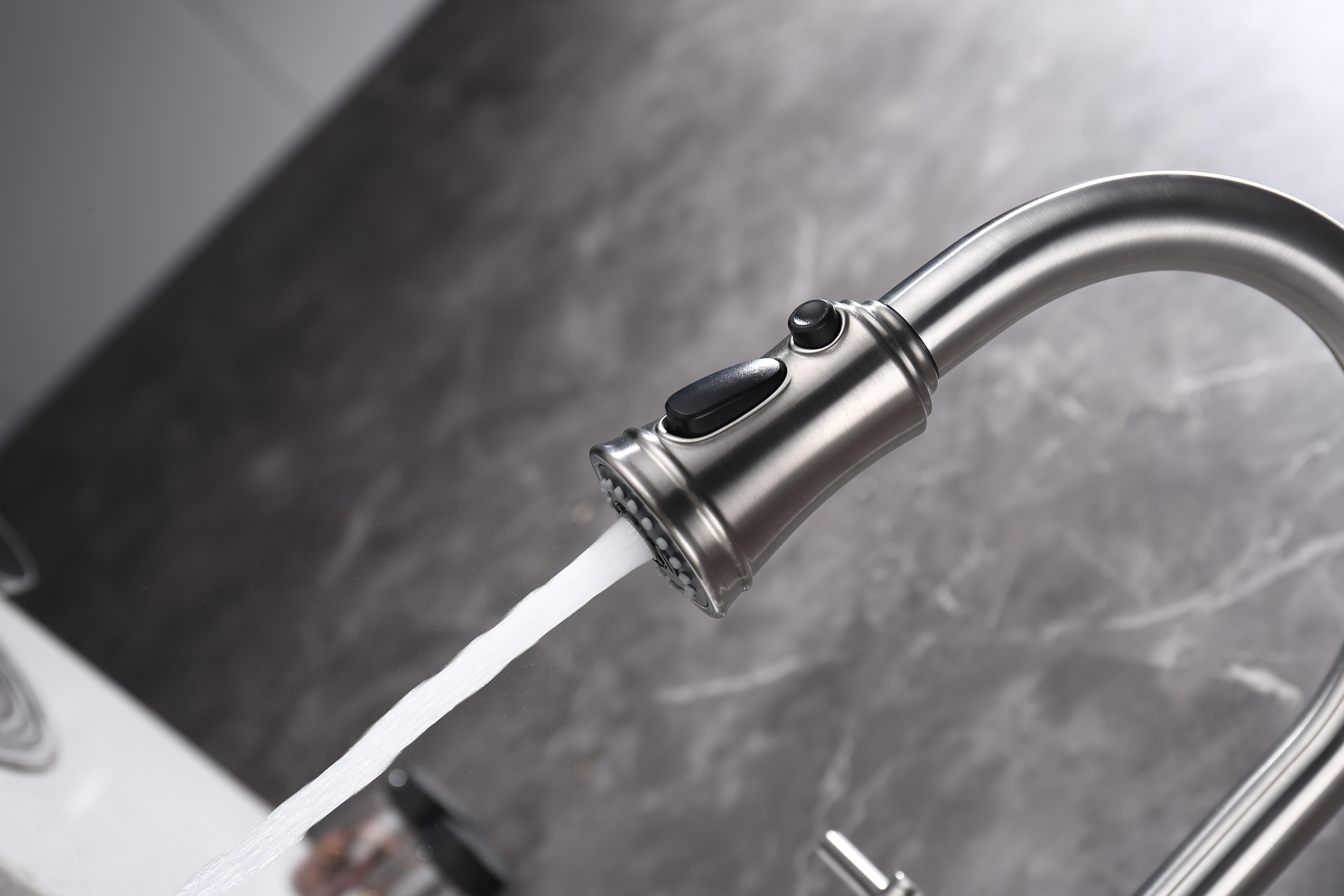 Bridge Kitchen Faucet with Pull-Down Sprayhead in Spot