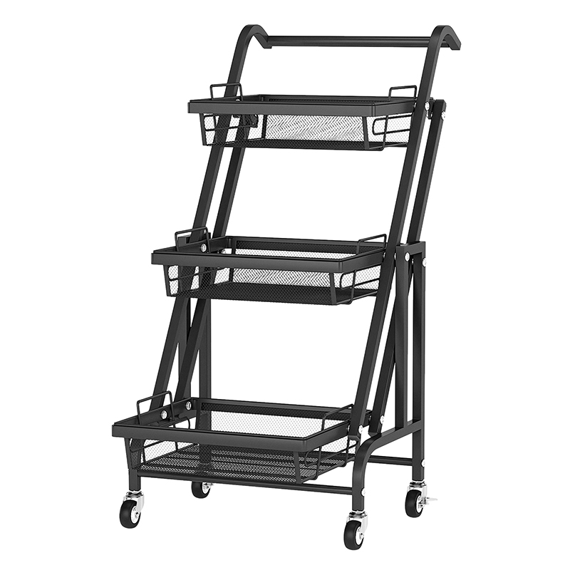 3-Tier Folding Rolling Cart Kitchen/Bedroom/Living Room/Bathroom-CASAINC