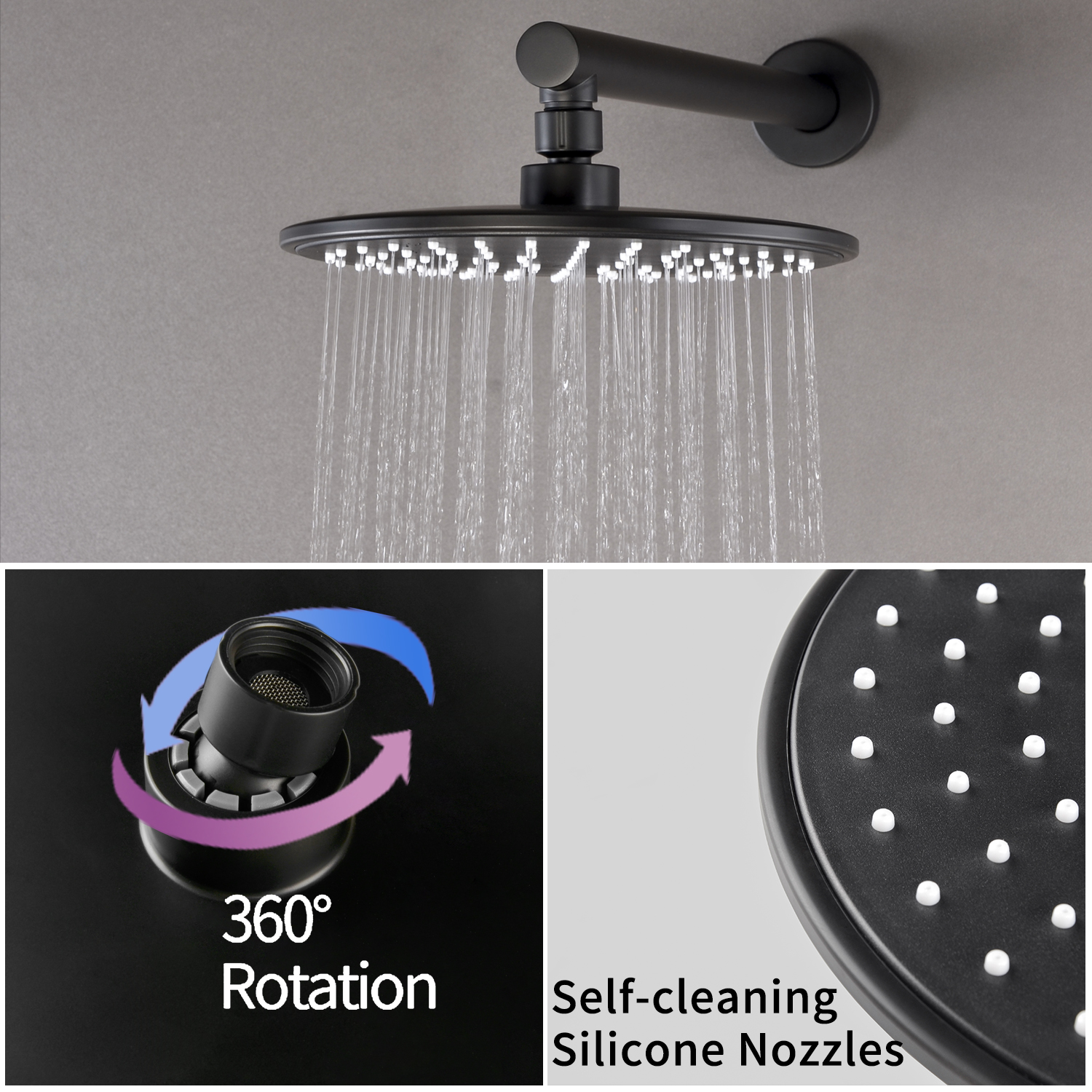 Casainc 3.2 GPM Wall Mounted 10-In Shower System with 5-Spray Patterns (Matte Black)-CASAINC