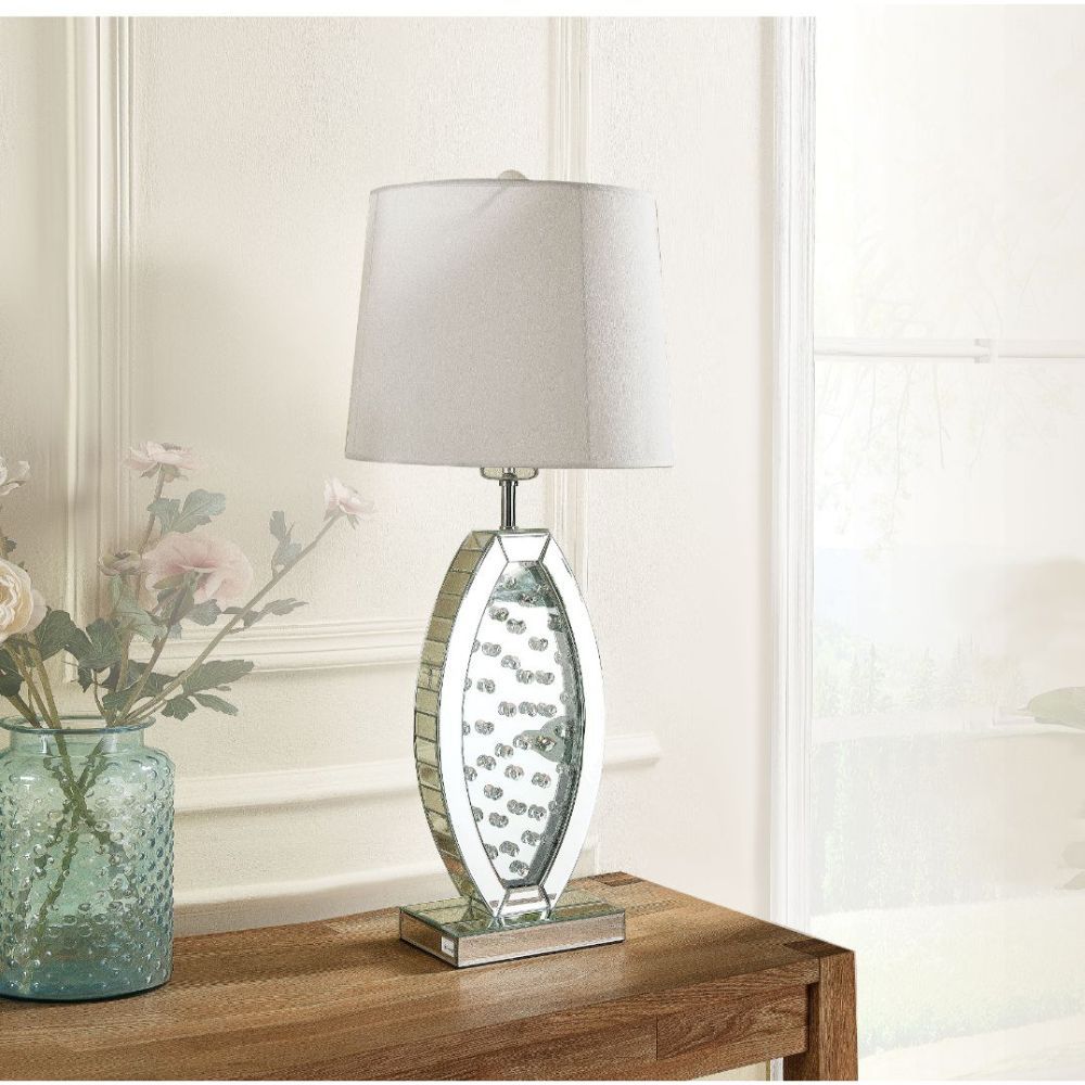 ACME Nysa Table Lamp in Mirrored Faux Crystals