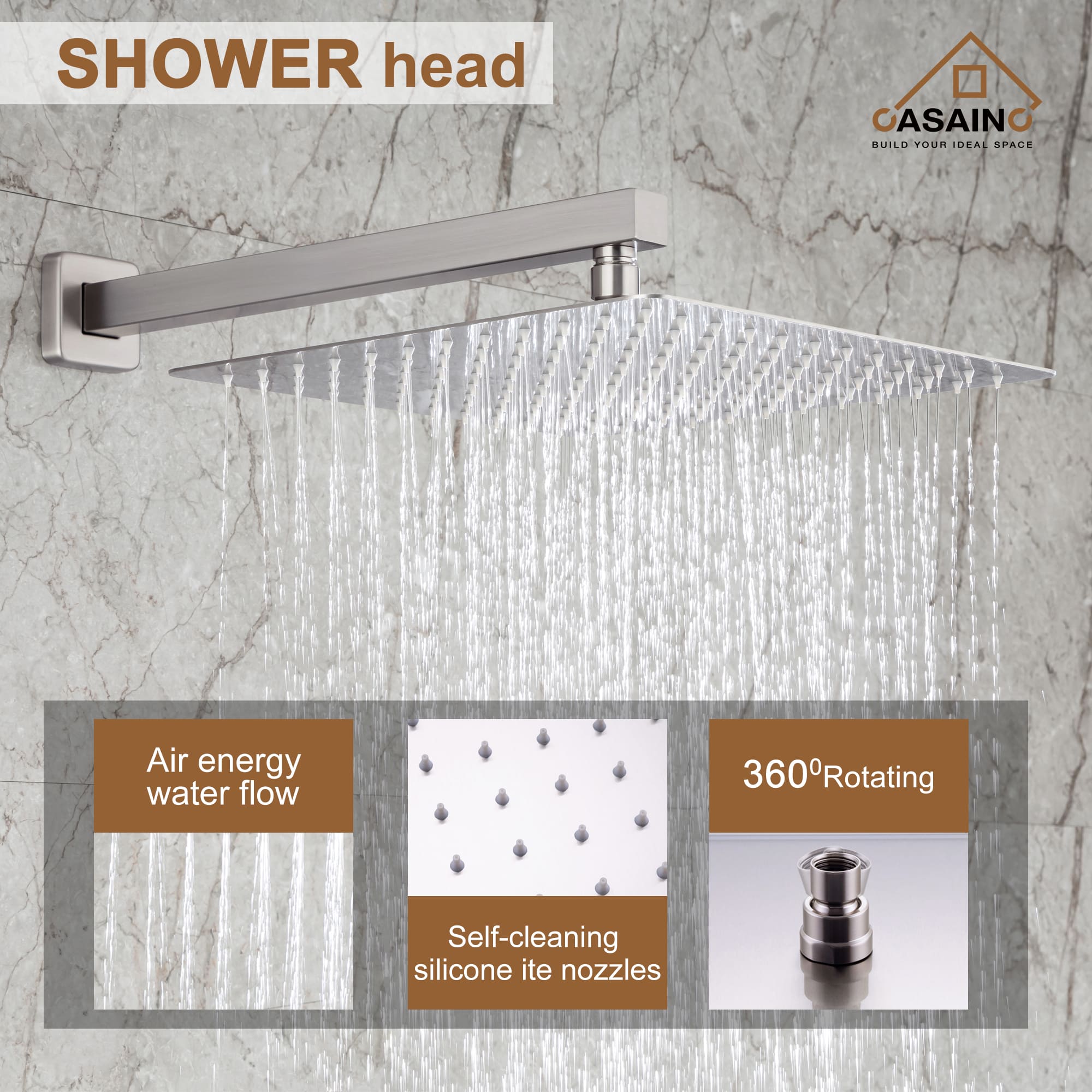 CASAINC Shower System with Rain Shower and Handheld and Tub Faucet Shower Set 