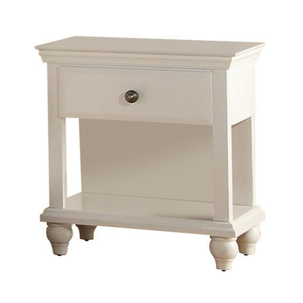 Lyndon Nightstand With One Drawer And Shelf In White Finish-CASAINC