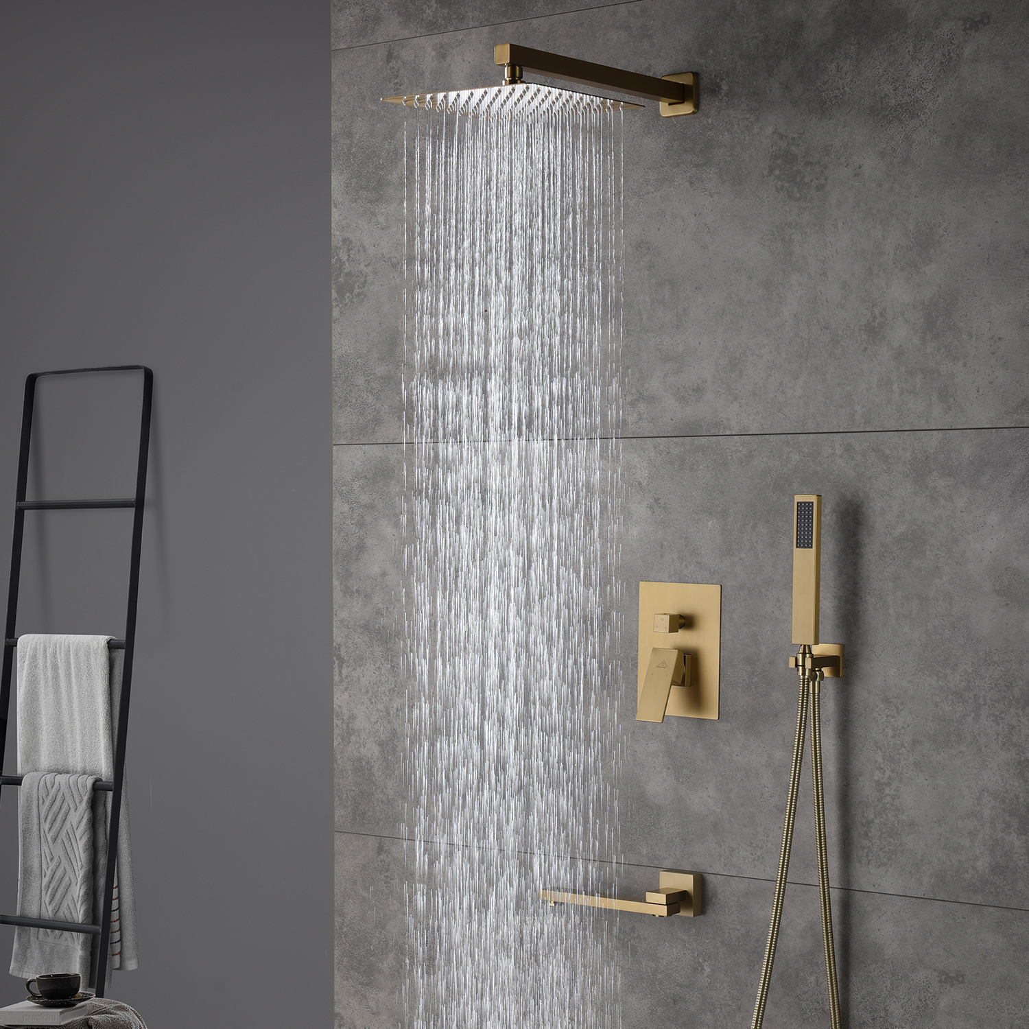 Casainc 3 Function 10" Wall Mounted Dual Shower Heads Shower System In Brush Gold-CASAINC