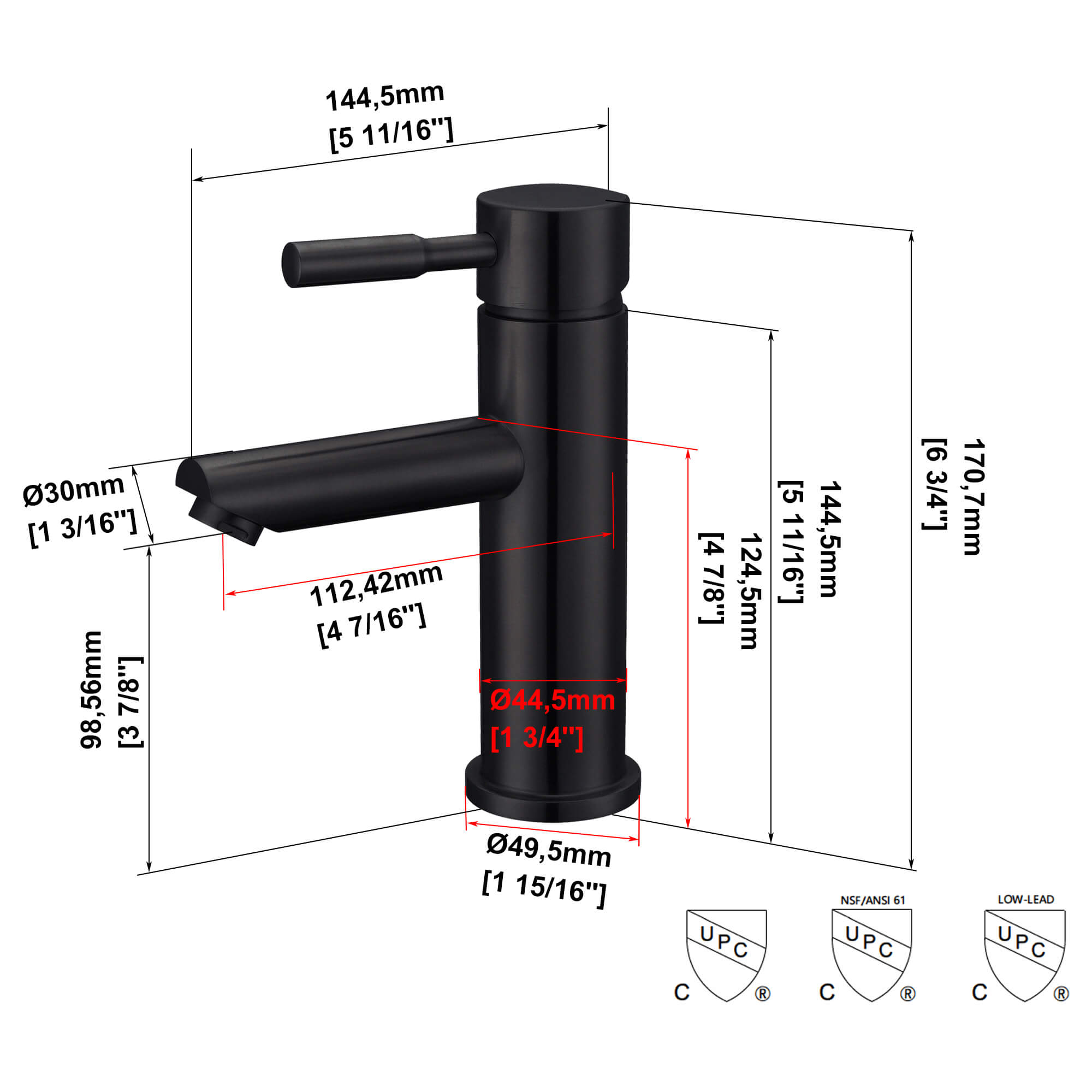 Casainc Matte Black 1-Handle Commercial Freestanding Sink Faucet