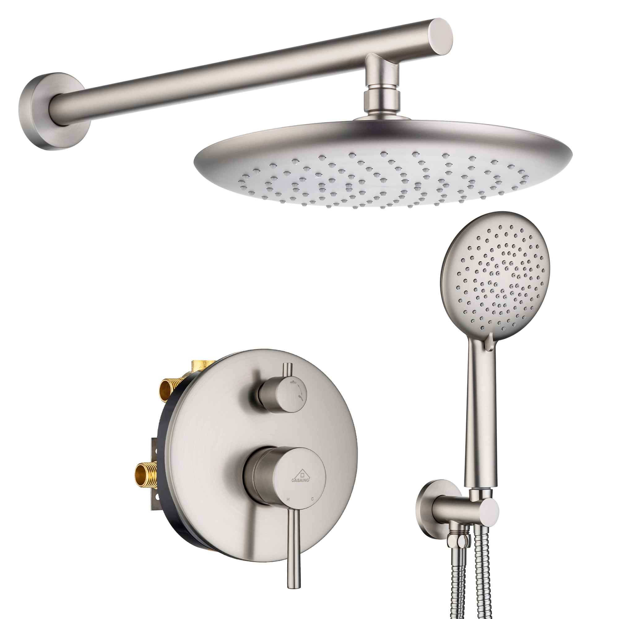 Wall-mounted rain shower faucet with pressure balanced valve-CASAINC