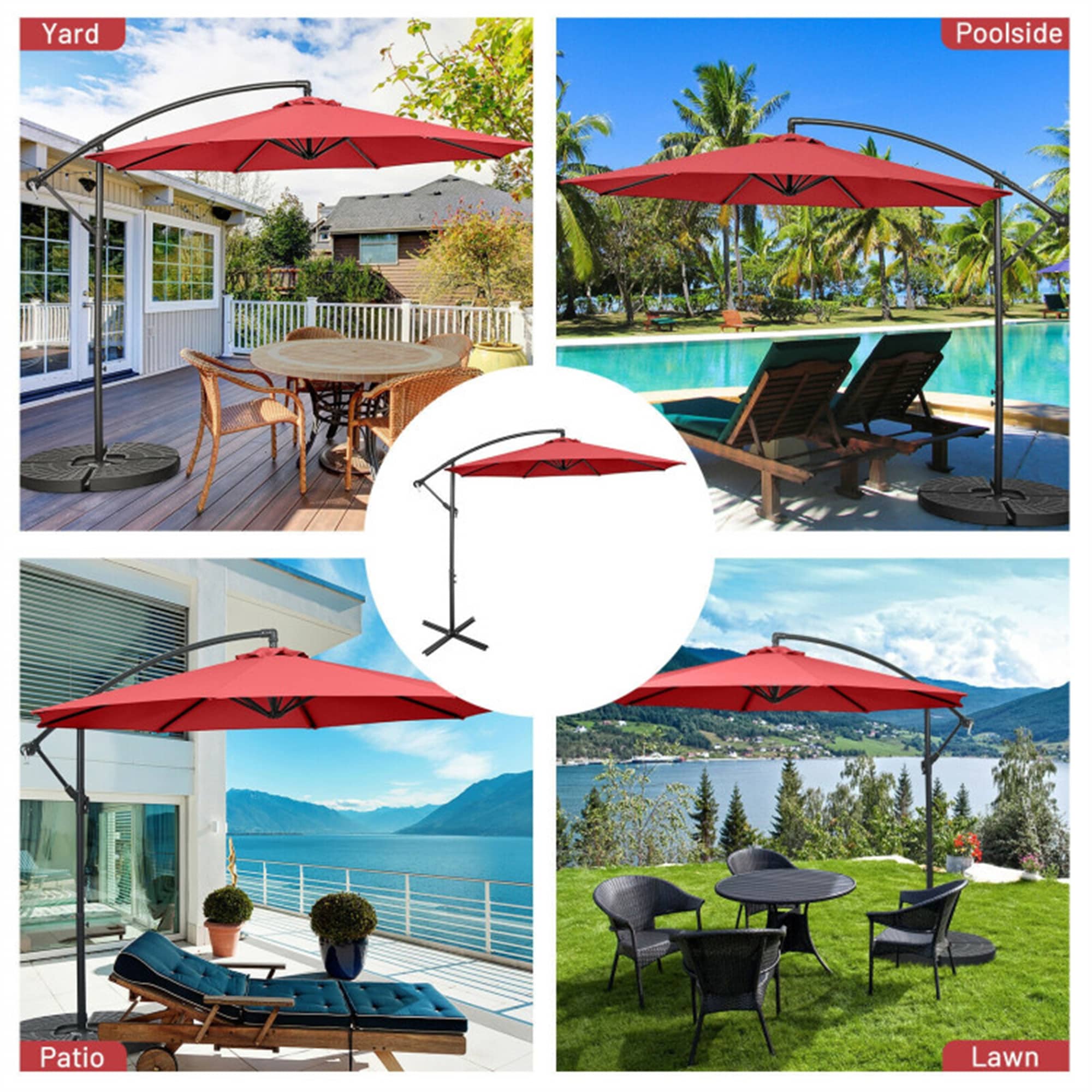 10 ft. Offset Patio Umbrella for Yard, Poolside, Patio and Lawn