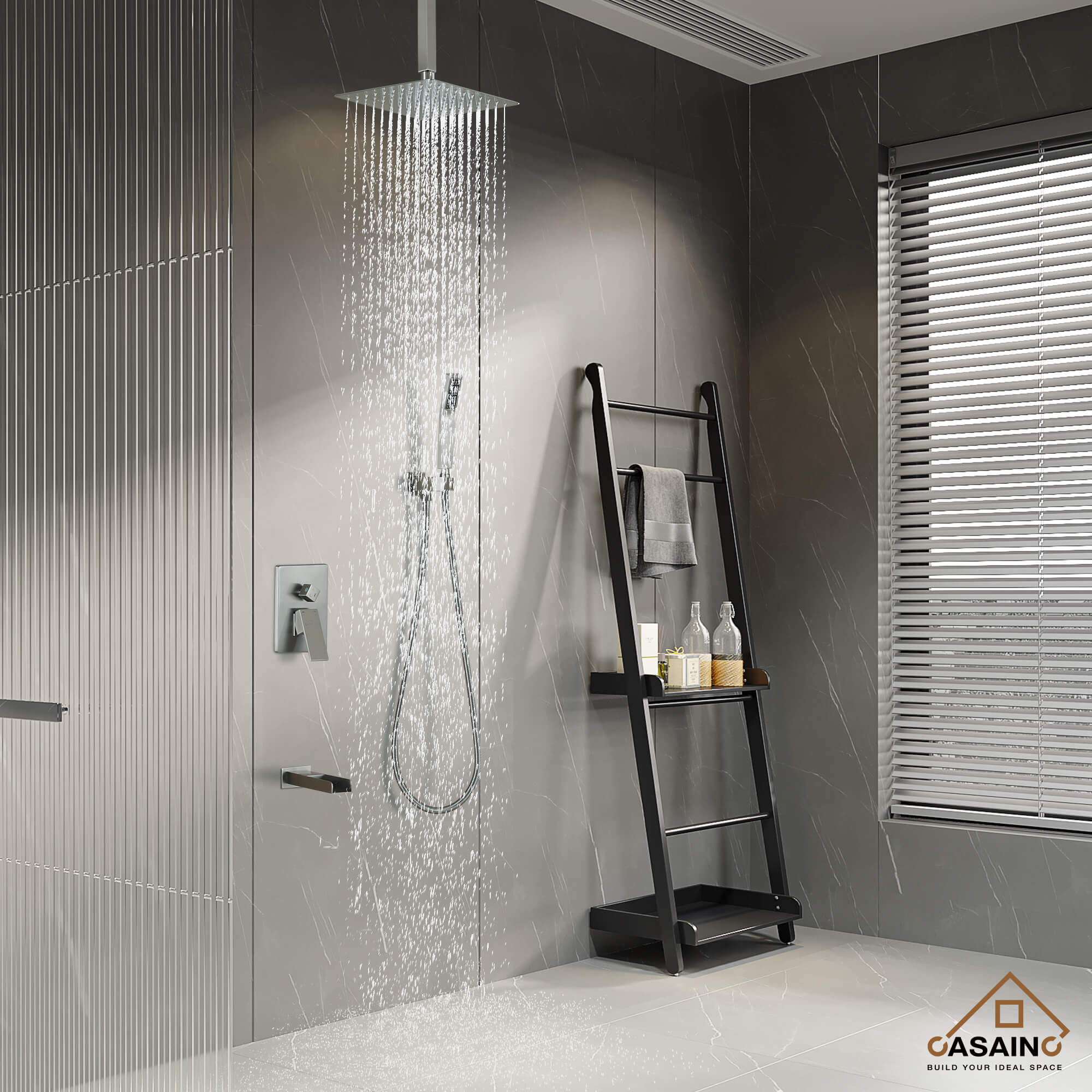 CASAINC Shower System with Cascading Tub Filler