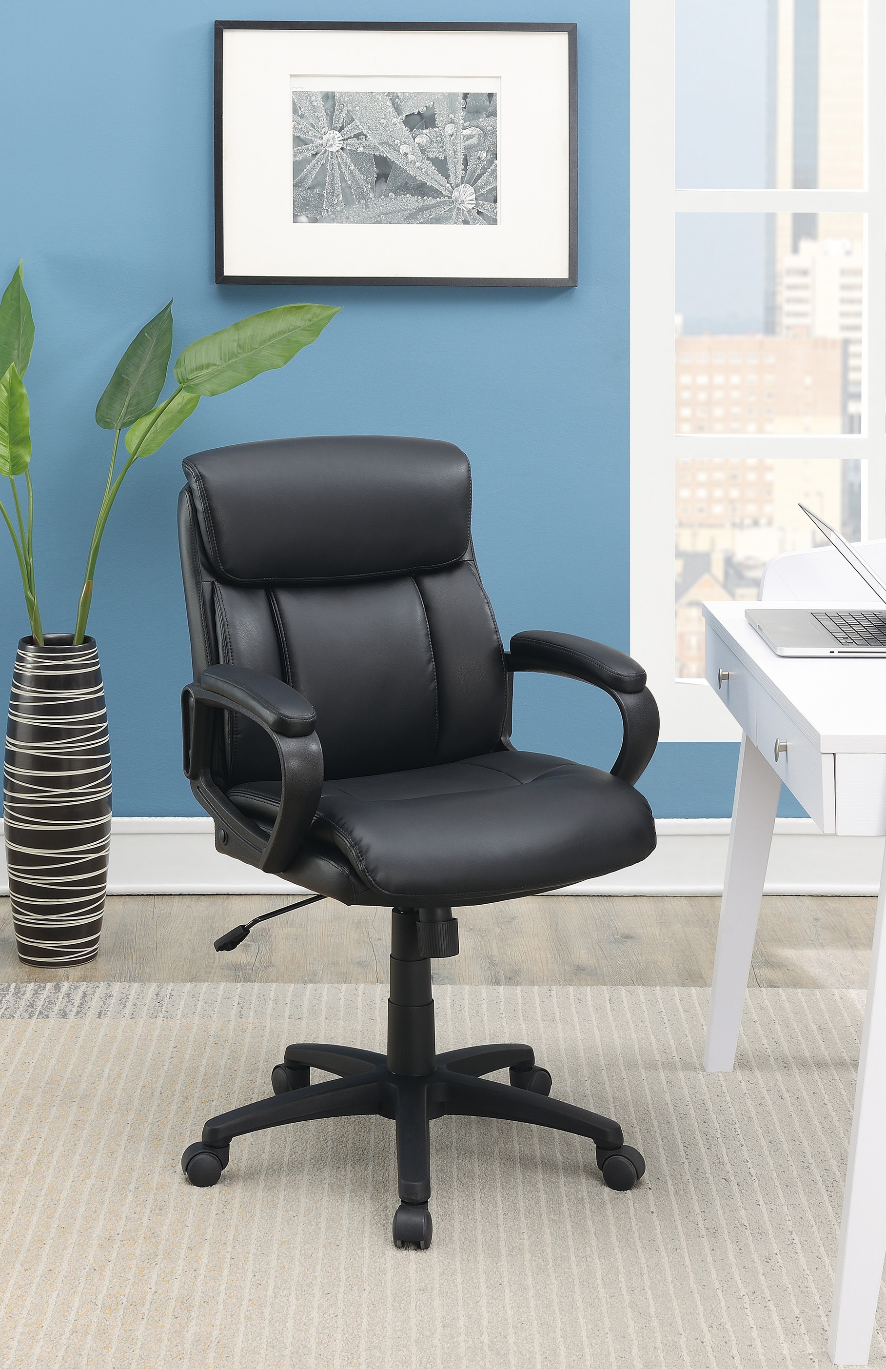 Standard Back Upholstered Office Chair, Black-CASAINC