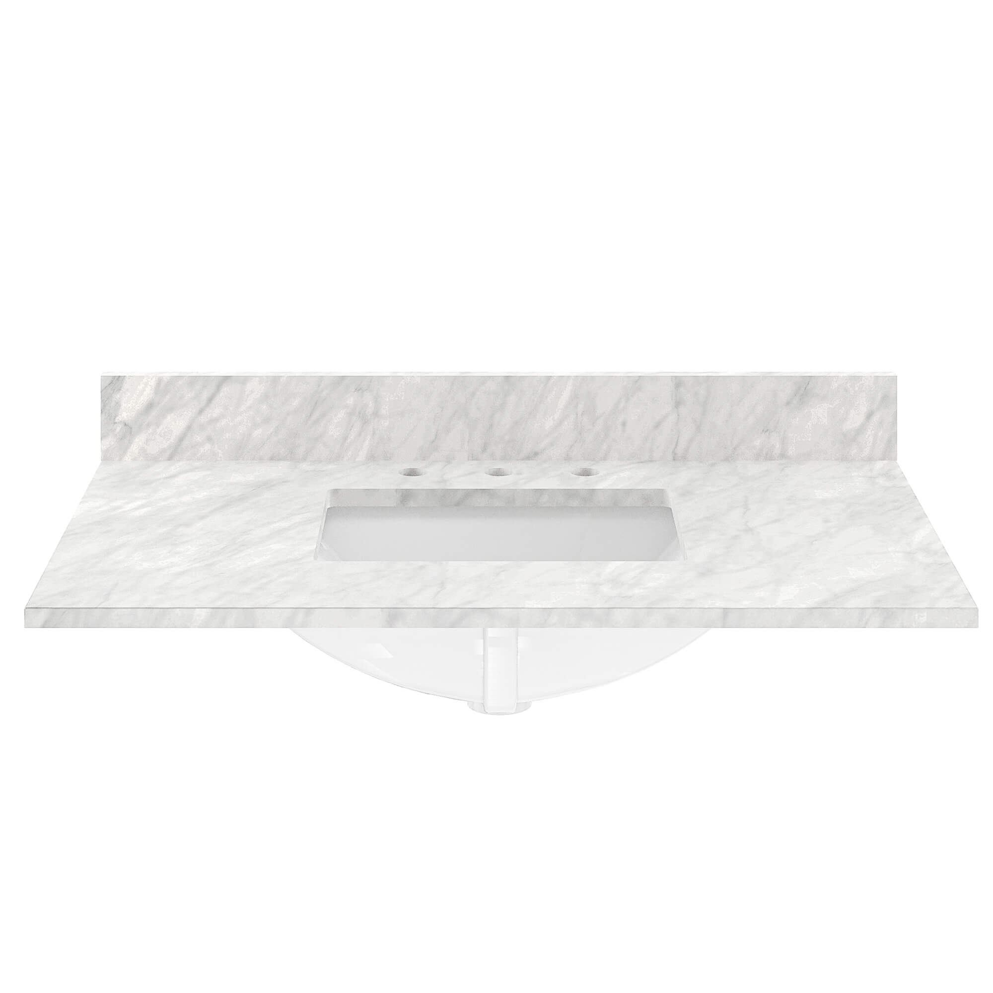 CASAINC 37" White Italian Carrara Natural Marble Single Sink Bathroom Vanity Top with Back & Side Splash
