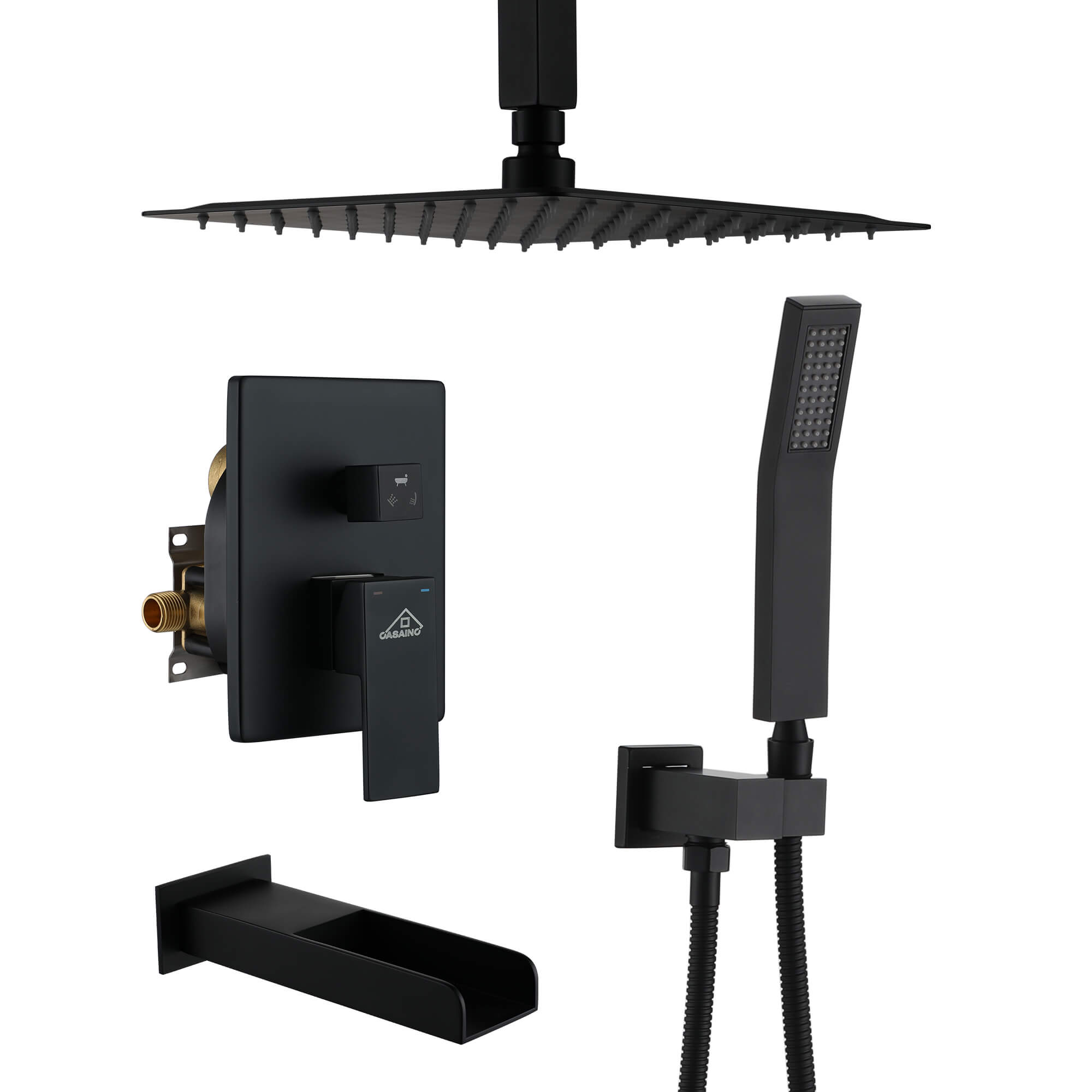 CASAINC Shower System with Cascading Tub Filler