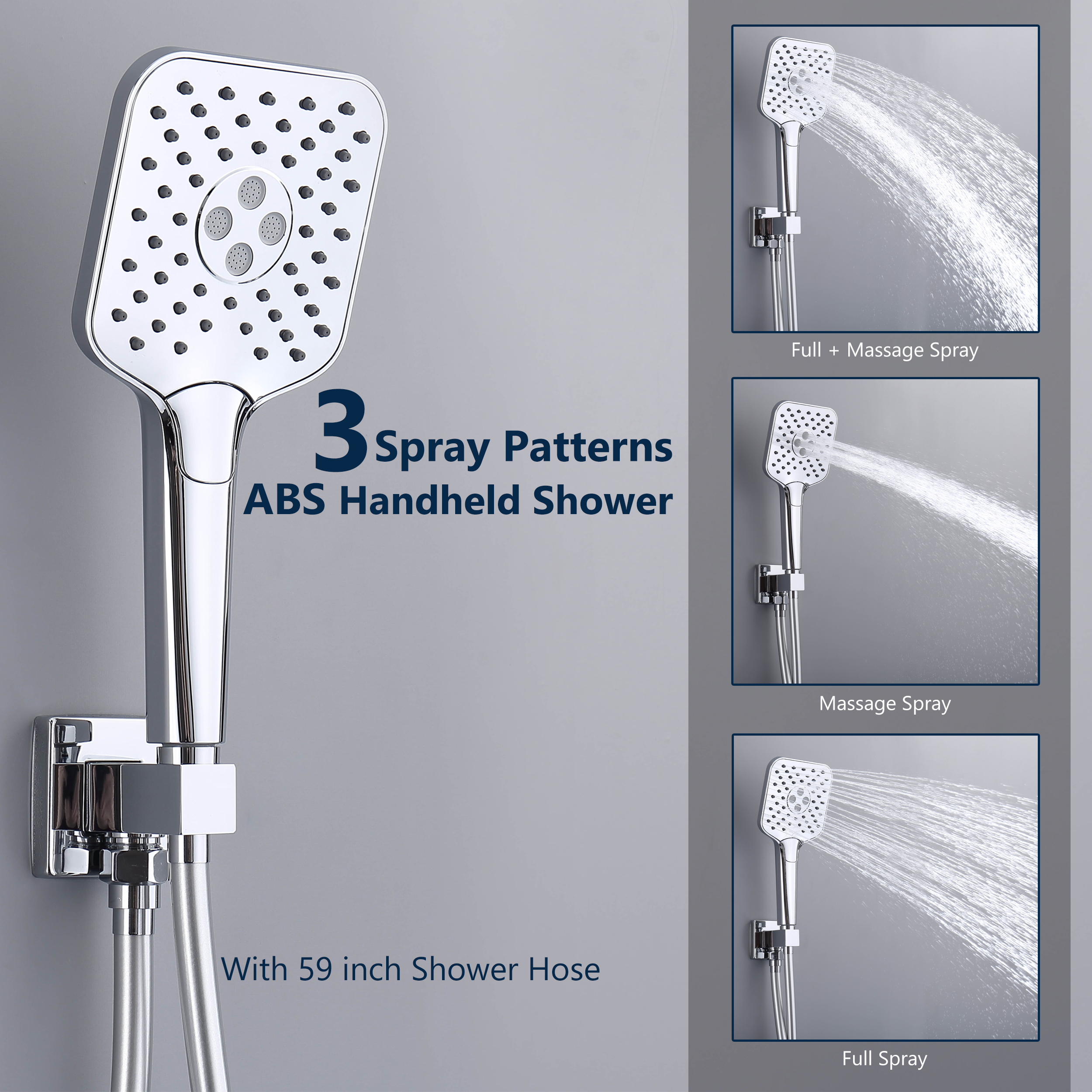 CASAINC 9.8" Square Wall-mounted Rain Shower Faucet with Pressure Balanced Valve