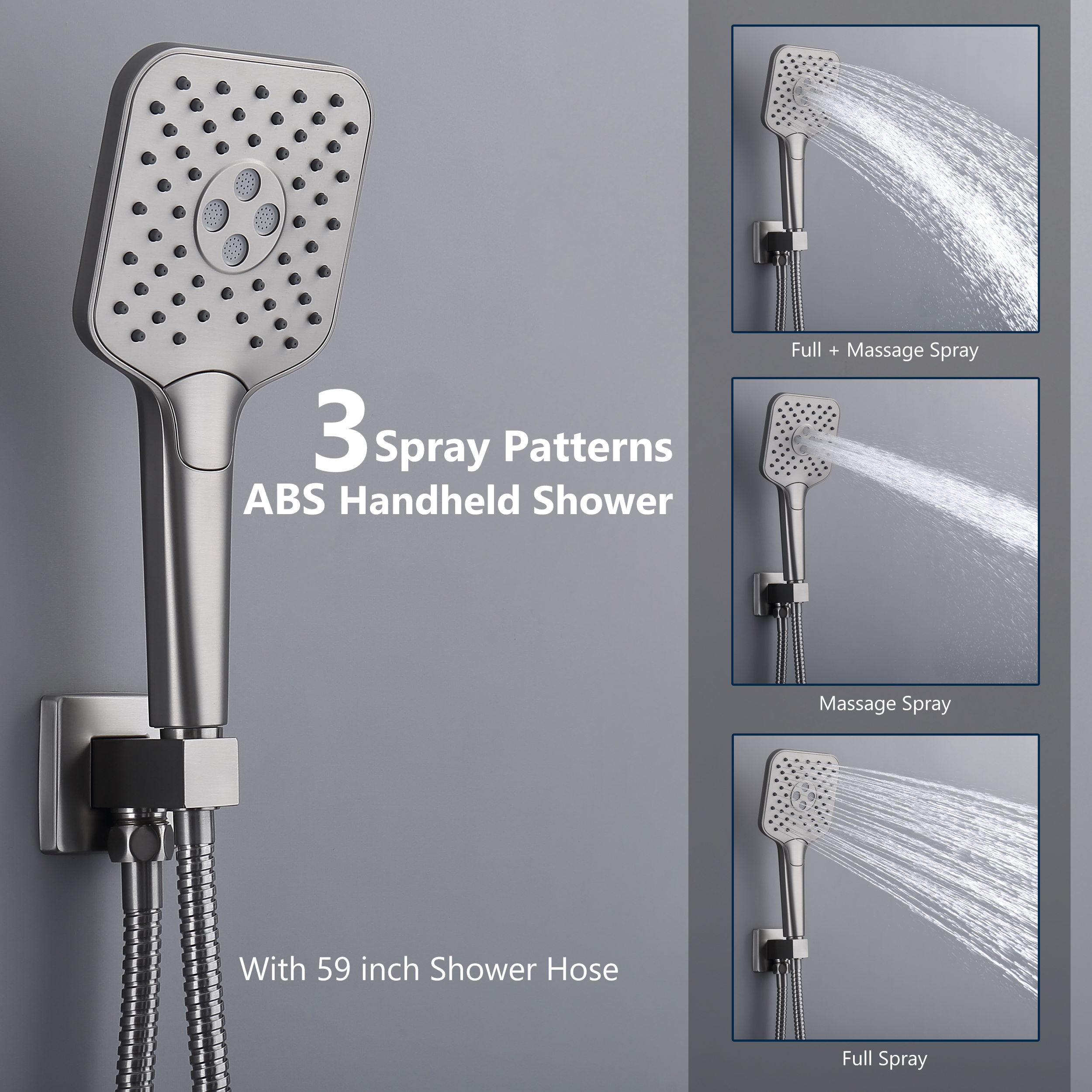 CASAINC 9.8" Square Wall-mounted Rain Shower Faucet with Pressure Balanced Valve