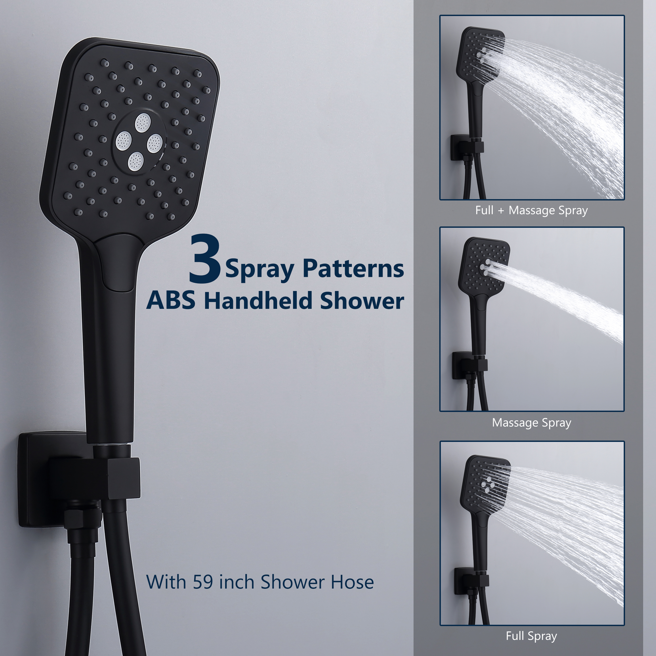 CASAINC 9.8" Square Wall-mounted Rain Shower Faucet with Pressure Balanced Valve