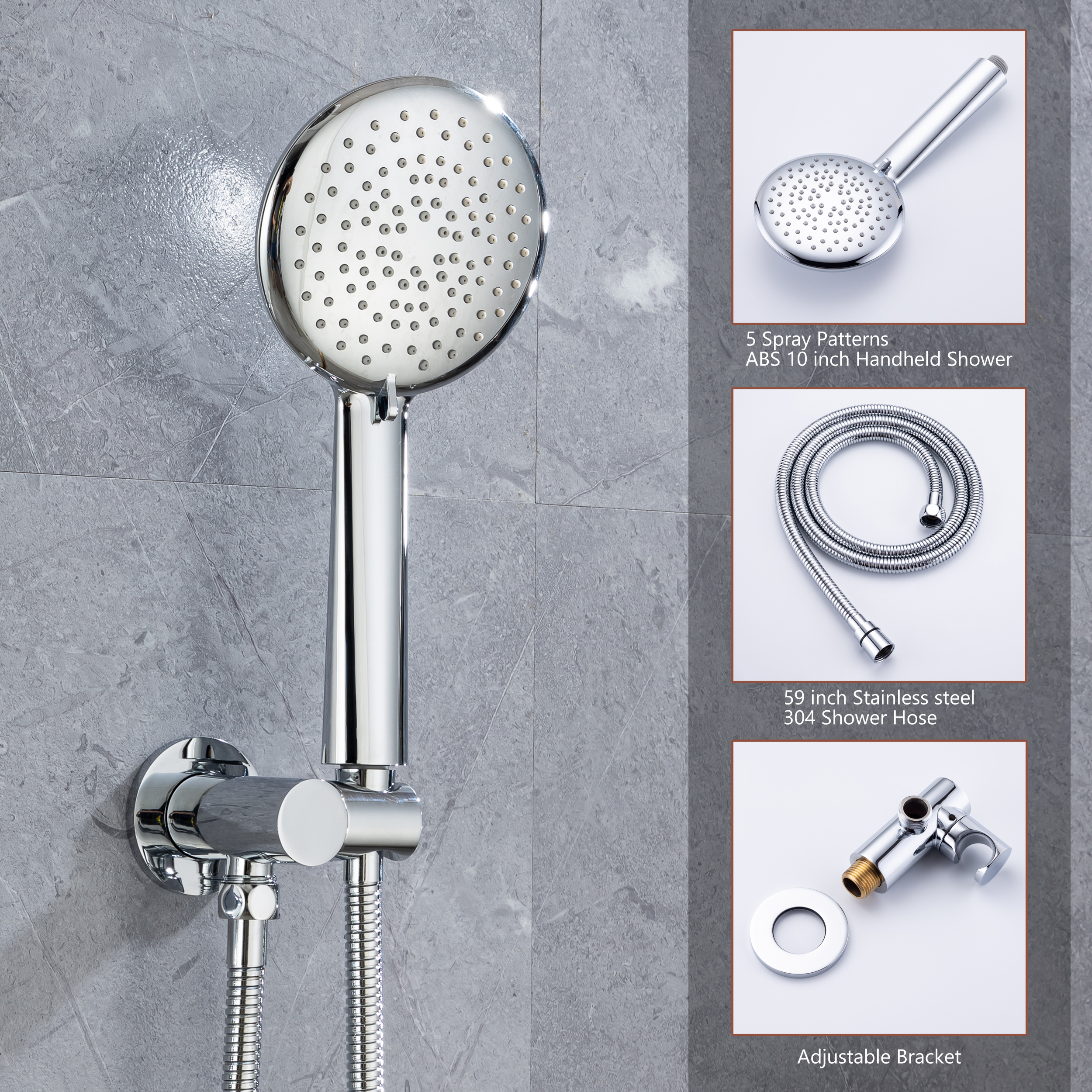 CASAINC 9.5inch Wall-mounted rain shower faucet with pressure balanced valve
