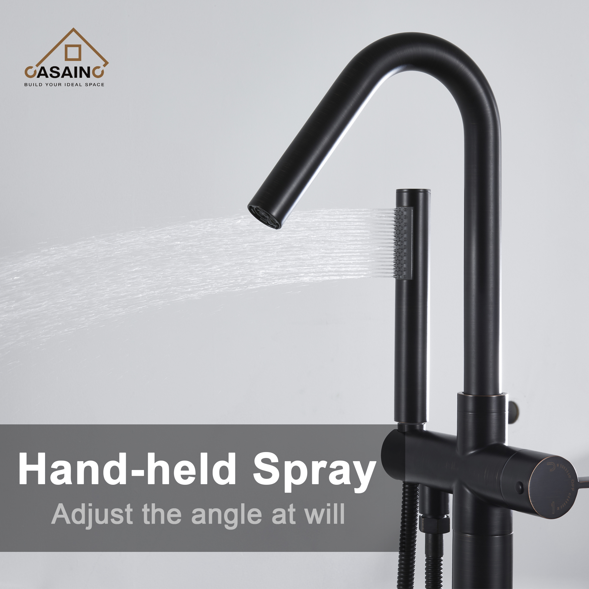 Freestanding Single-Handle Bathtub Faucet with Hand Shower