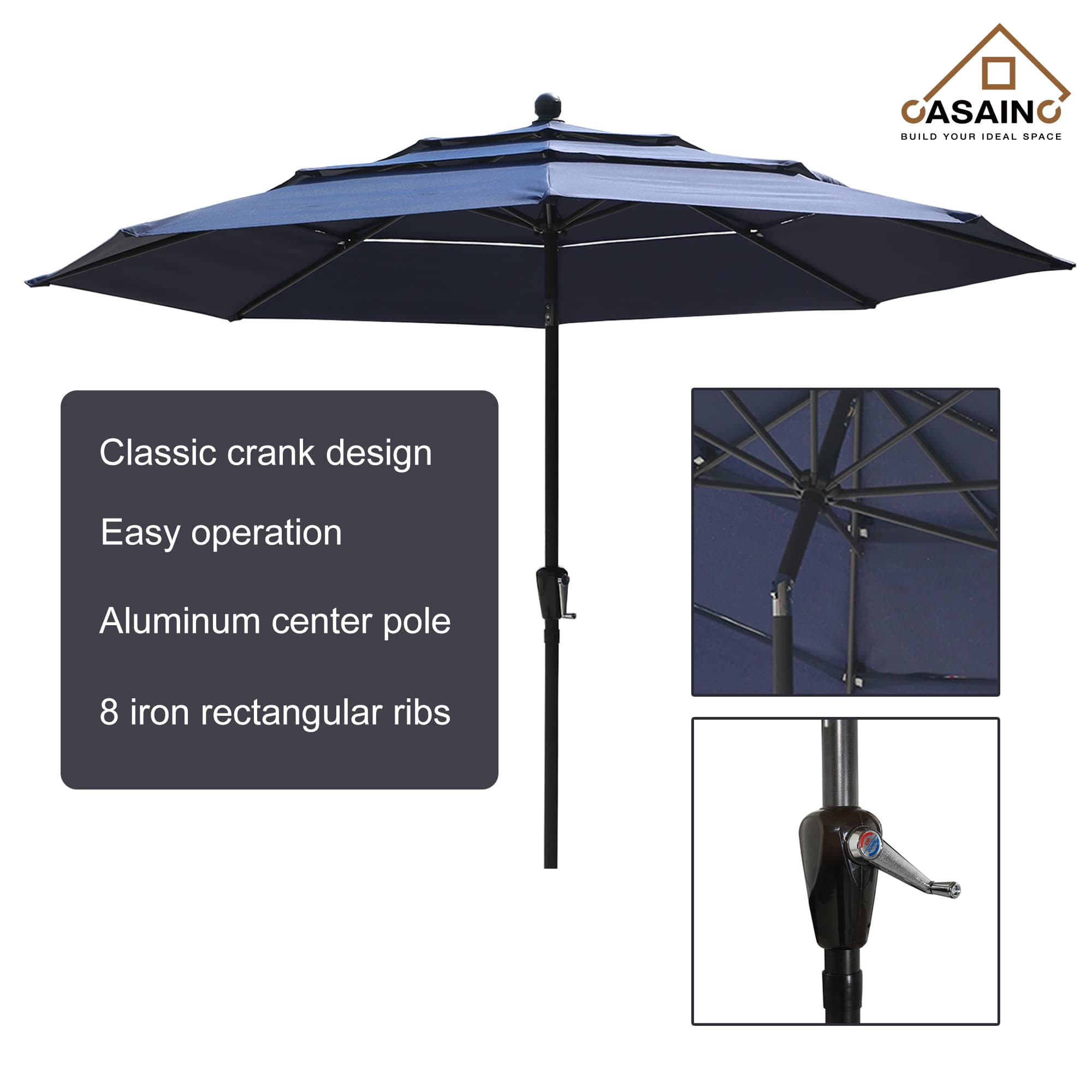 10 FT 3-Layer Aluminum Market Tilt Patio Umbrella (without Base) 10 FT 3-Layer Aluminum Market Tilt Patio Umbrella (without Base)