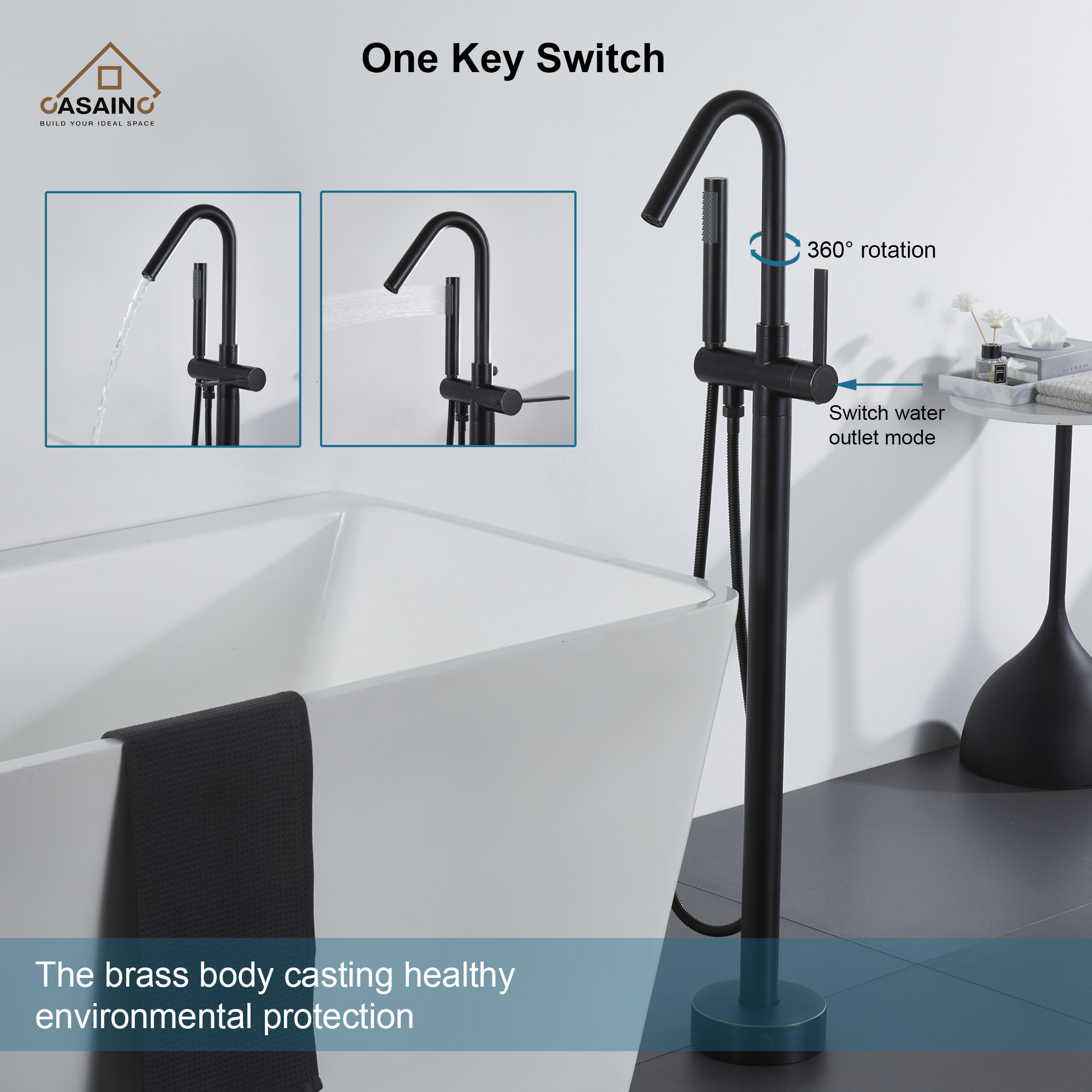 Freestanding Single-Handle Bathtub Faucet with Hand Shower