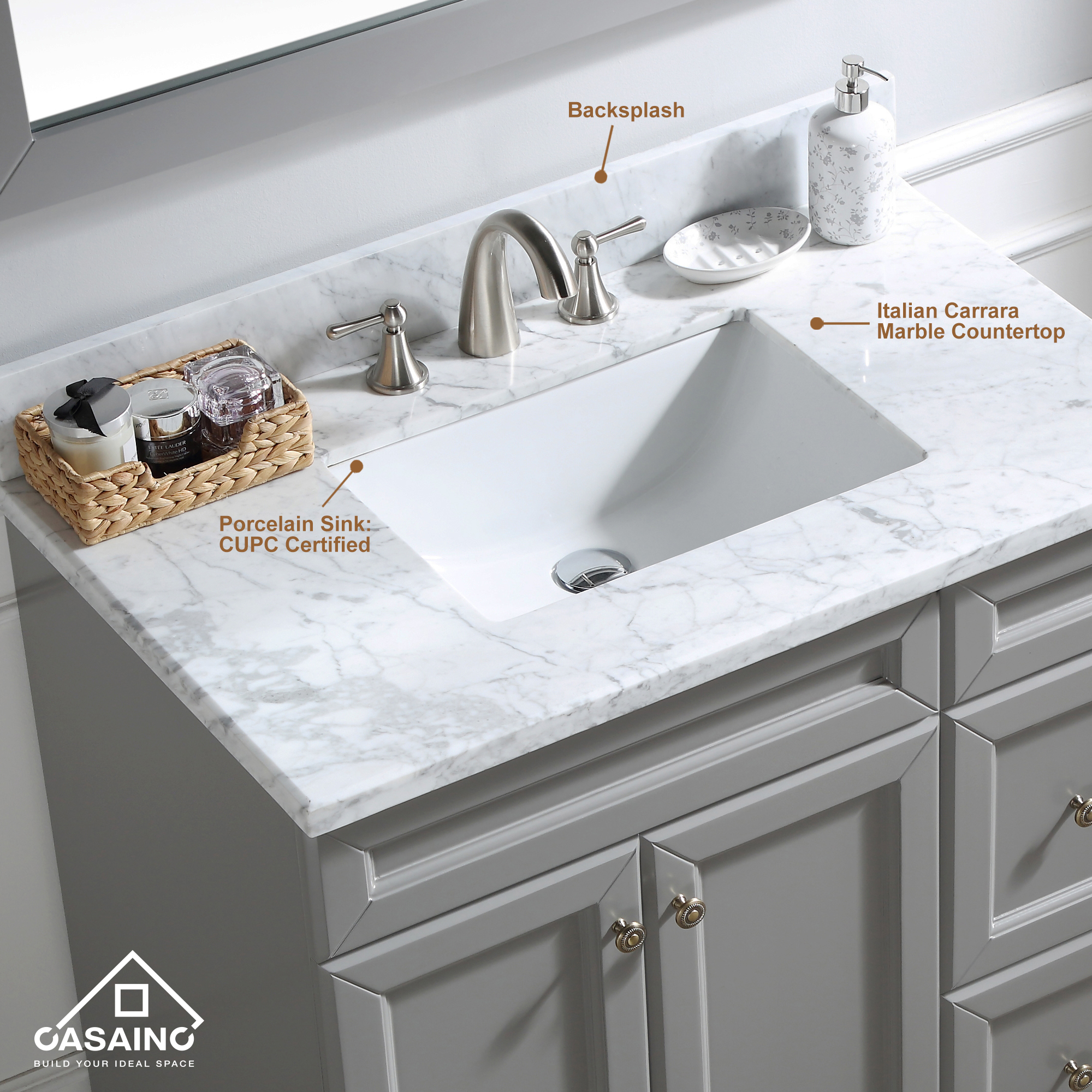 Dropship Bathroom Vanity Cabinet Set 60 Inches Double Sink, Bathroom Storage  Carrara White Marble Countertop With Back Splash to Sell Online at a Lower  Price