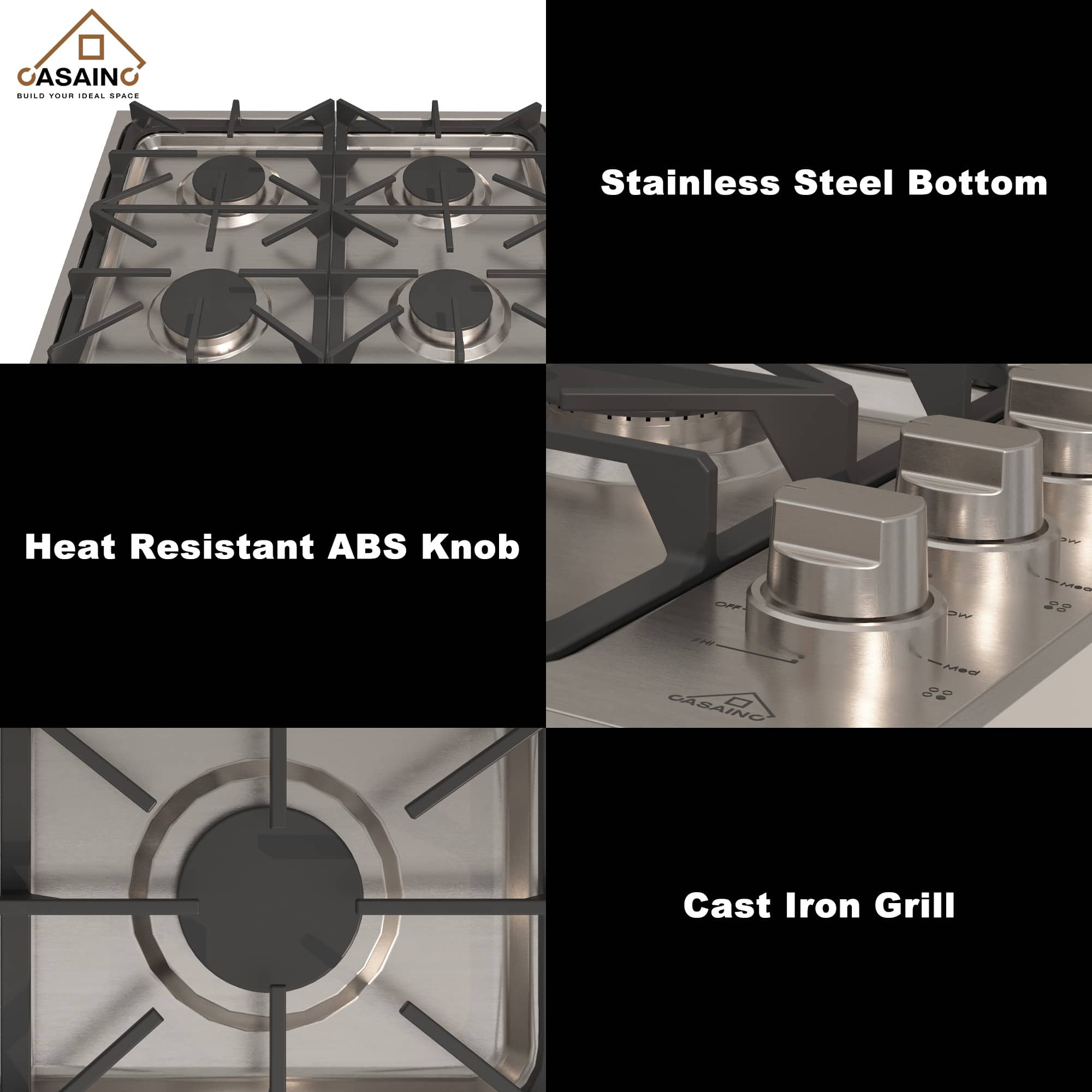 30in 4 Burners Stainless Steel Gas Cooktop with LP
