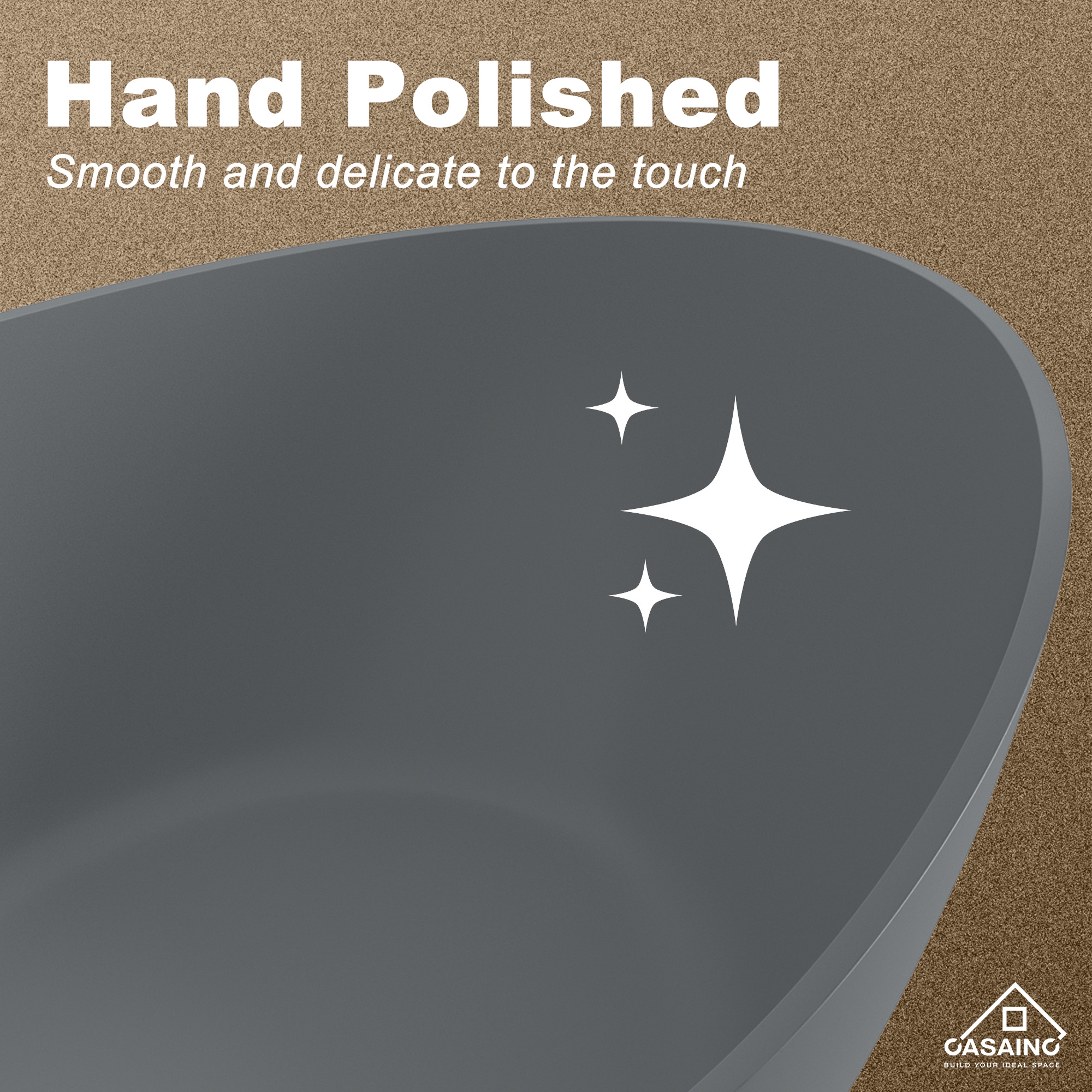 63" Solid Surface Freestanding Bathtub in (MatteBlack&Grey)