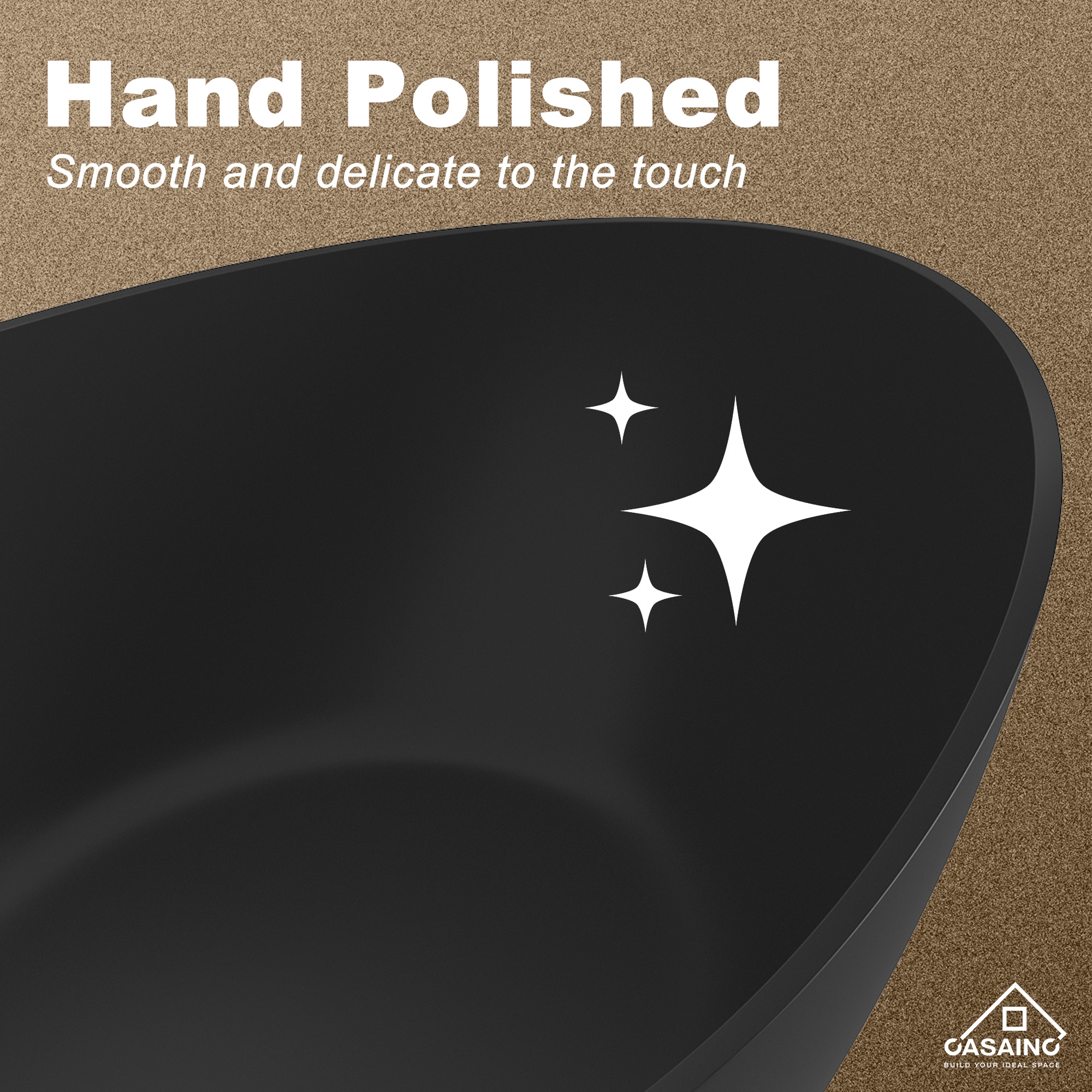 63" Solid Surface Freestanding Bathtub in (MatteBlack&Grey)