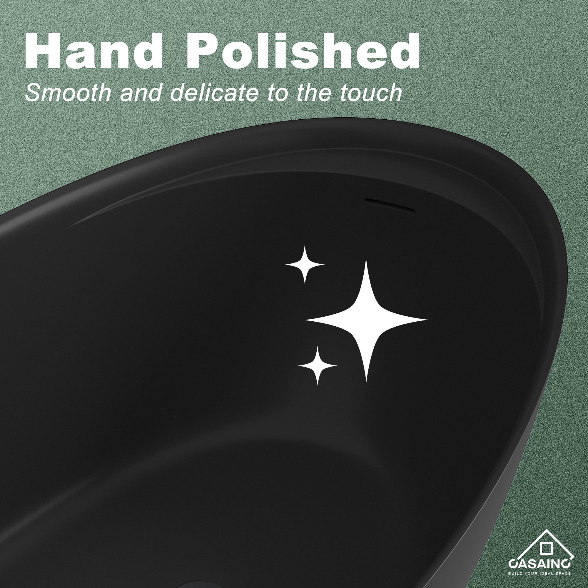 67" Solid Surface Freestanding Bathtub in (Matte Black& Grey)