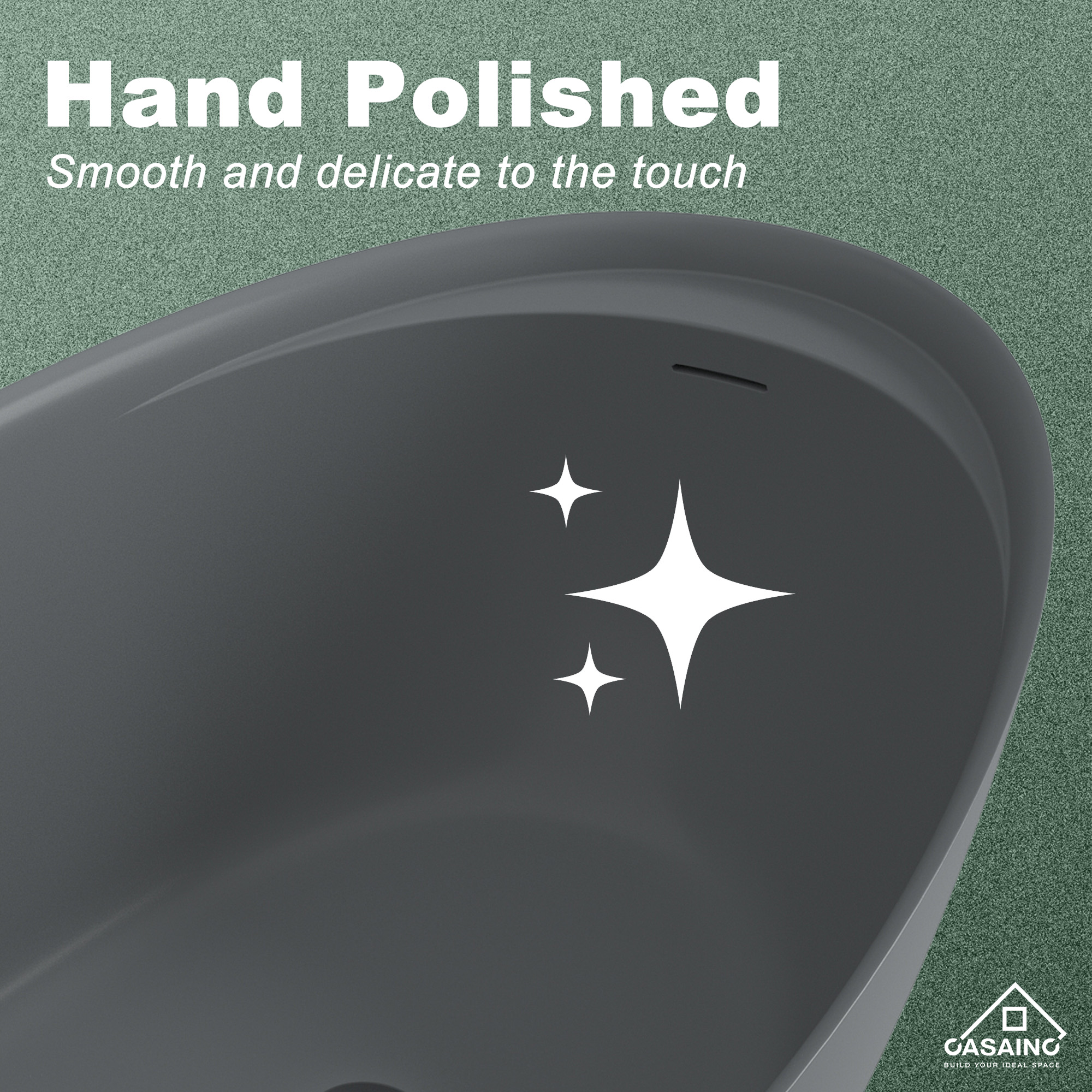 67" Solid Surface Freestanding Bathtub in (Matte Black& Grey)