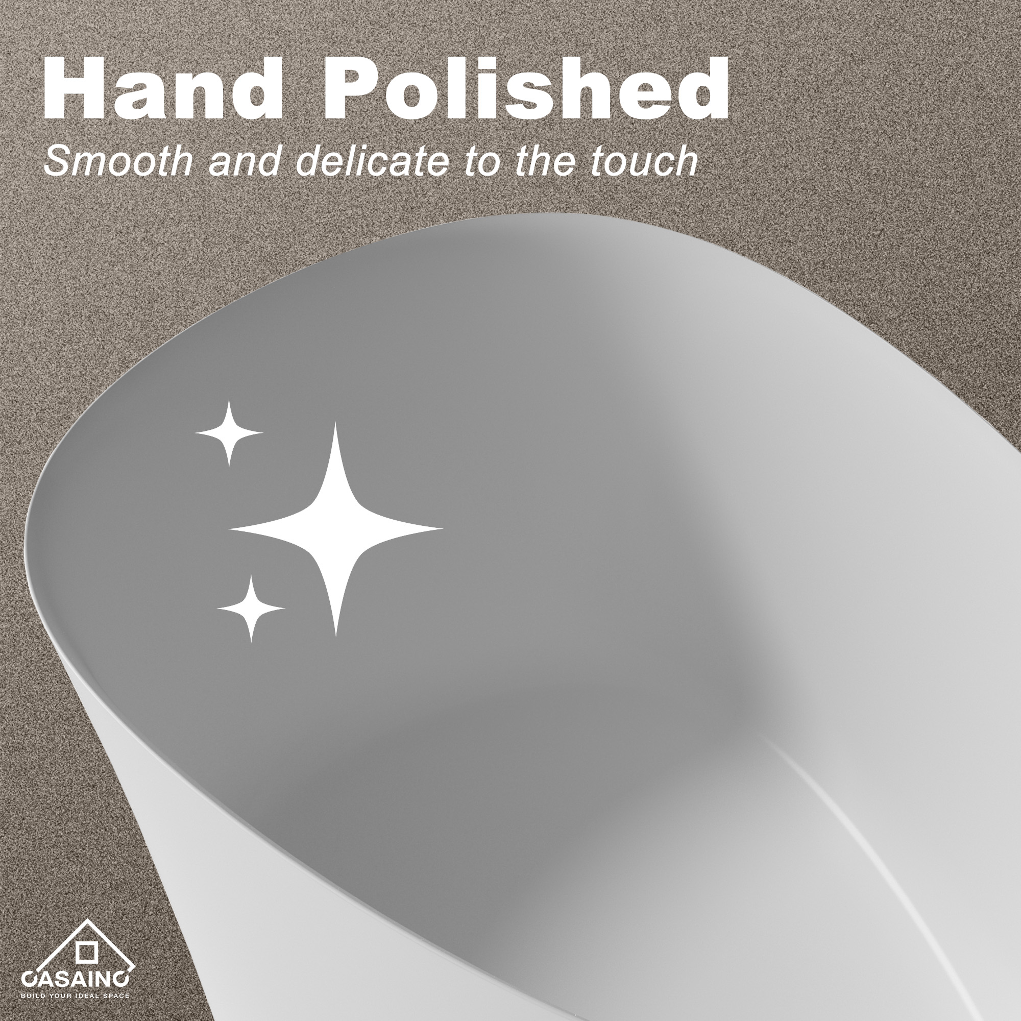 65" Solid Surface Freestanding Bathtub in Matte White