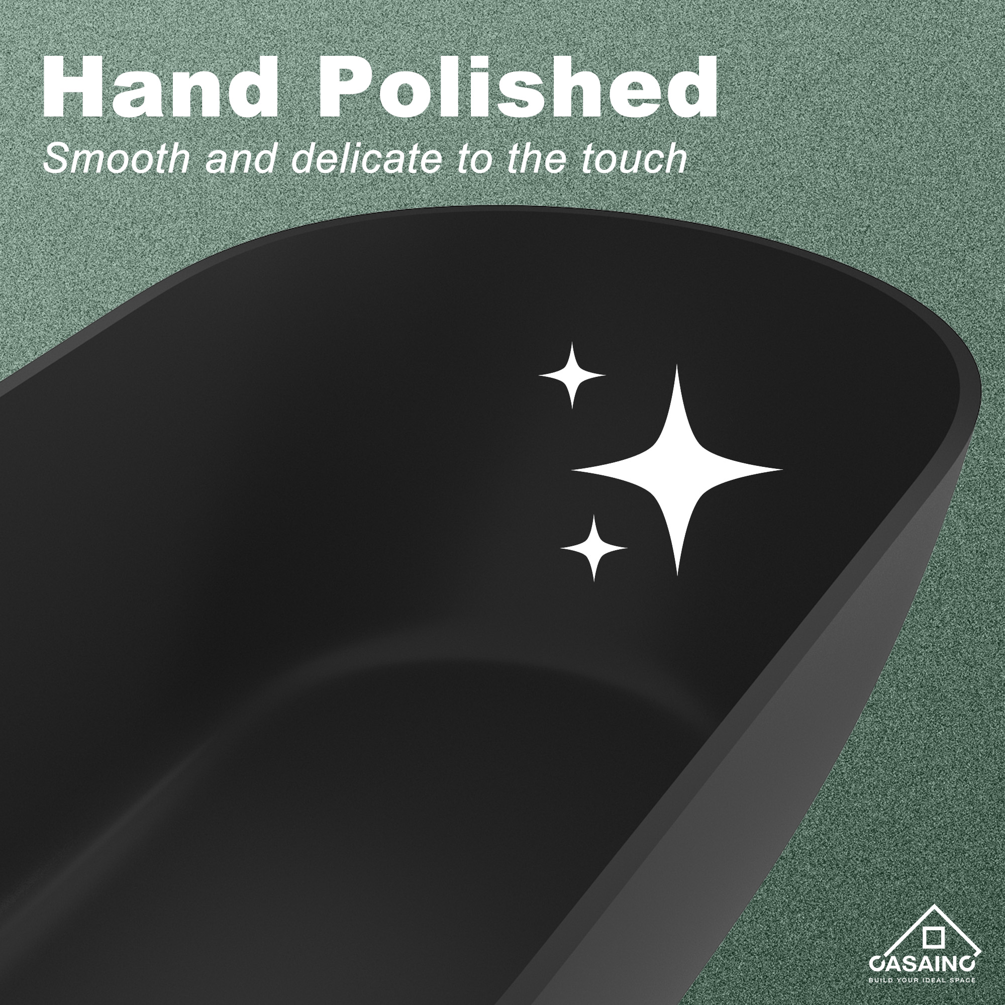 59"/69"Solid Surface Freestanding Bathtub in (Matte Black& Grey)