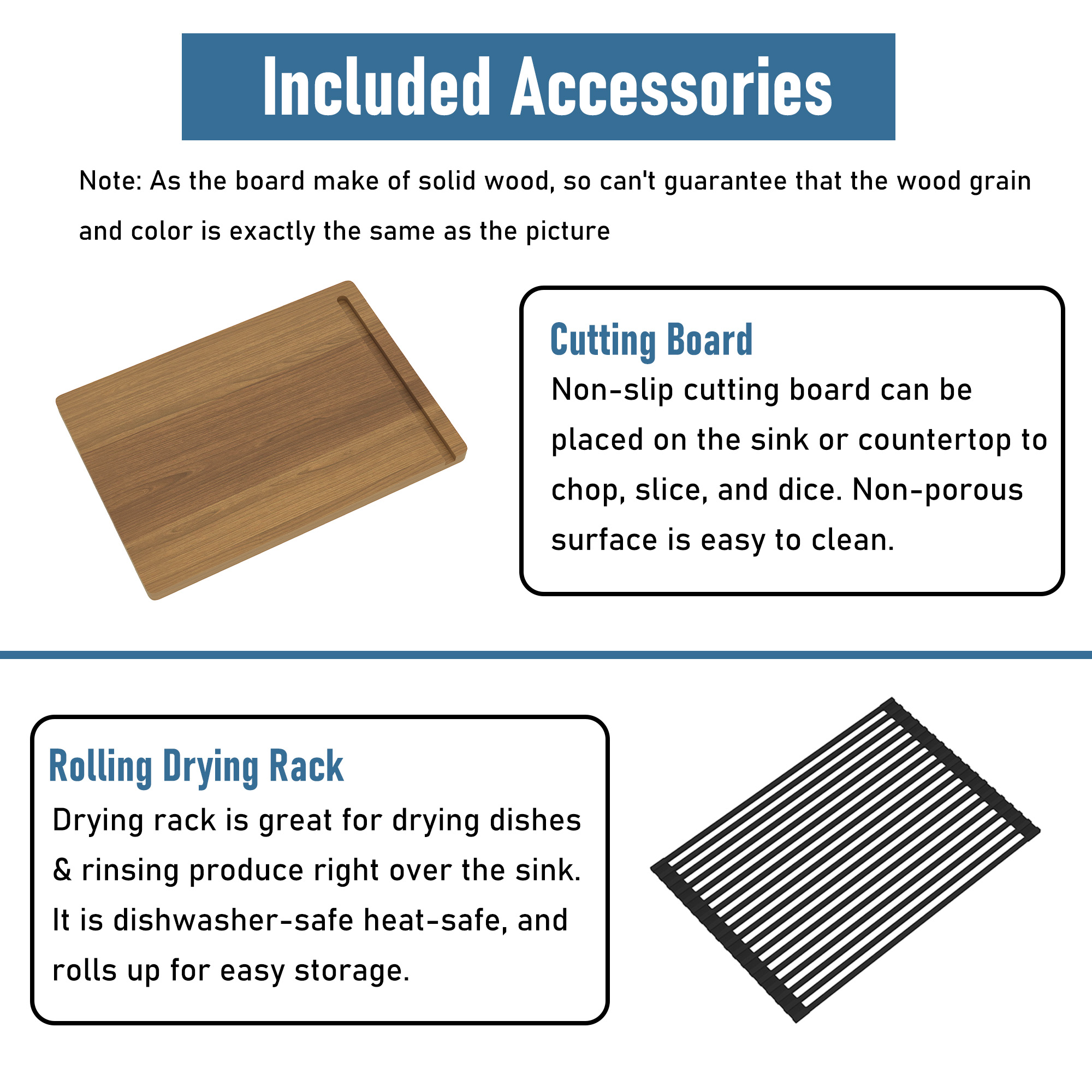 Concrete 30 in. Single Bowl Farmhouse Apron Kitchen Sink with Cutting Board, Rolling Drying Rack, Grid and Drainer Black Earth/Cold Concrete Grey