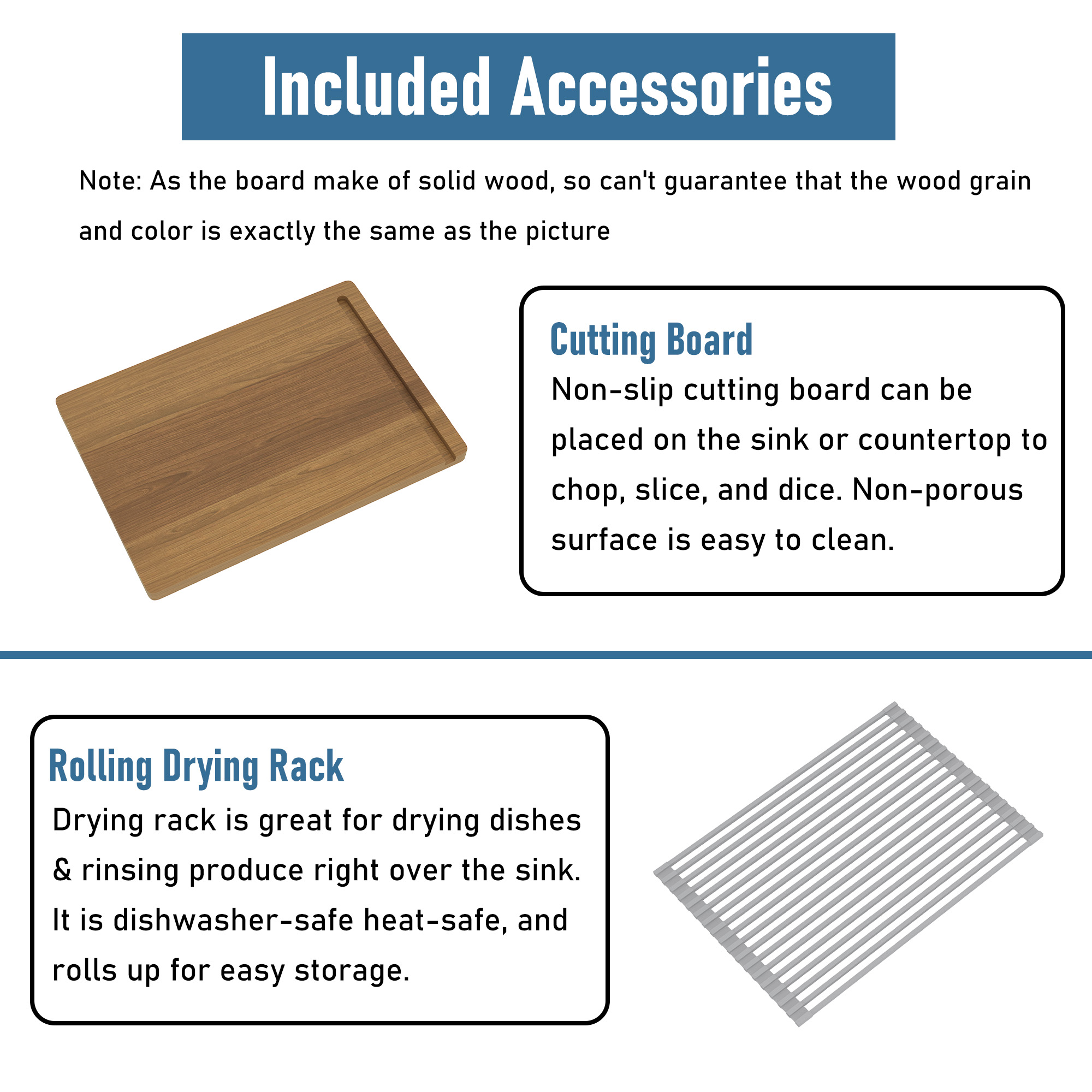 Concrete 30 in. Single Bowl Farmhouse Apron Kitchen Sink with Cutting Board, Rolling Drying Rack, Grid and Drainer Black Earth/Cold Concrete Grey