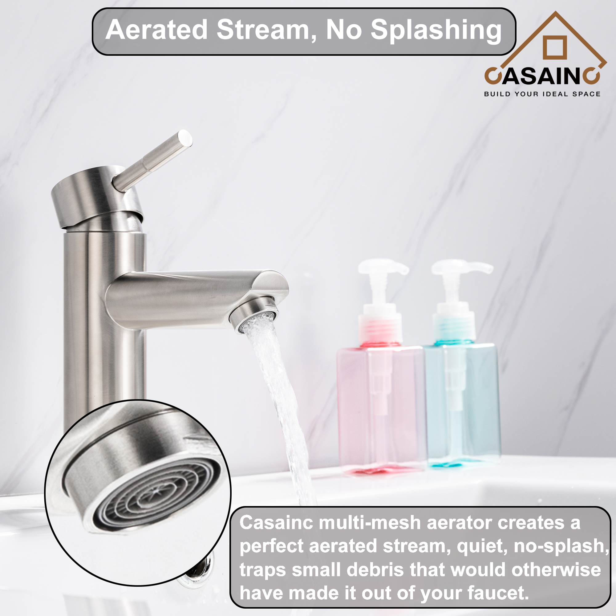 Casainc Brushed Nickel 1-Handle Commercial Freestanding Sink Faucet