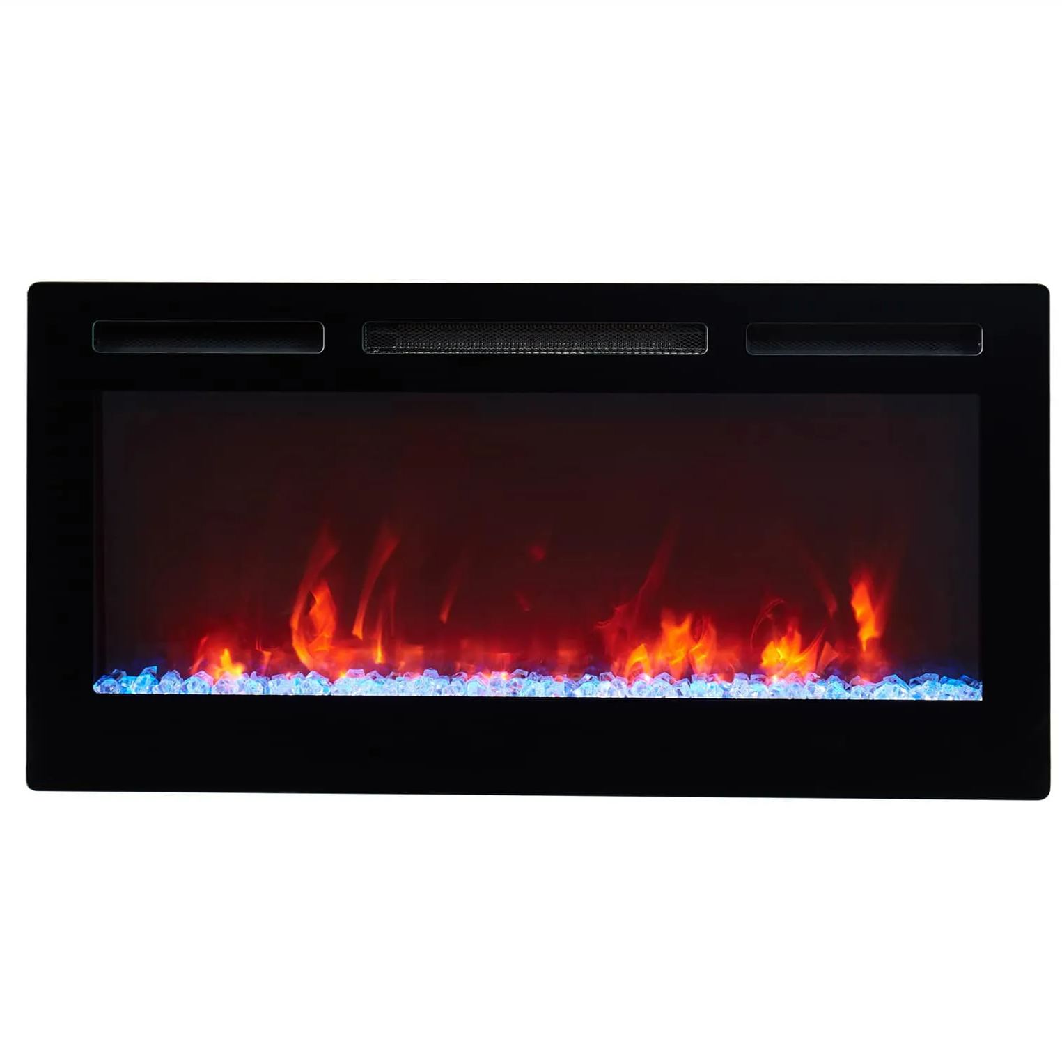 CASAINC Wall Mount and Recessed Electric Fireplace in Black （with Remote）