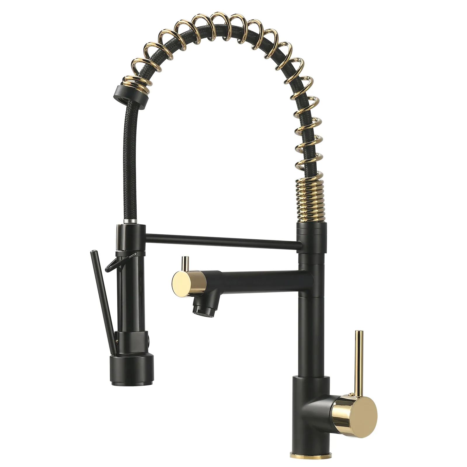 Commercial Kitchen Sink Faucet Single Handle Modern Kitchen Faucets with Pull Down Sprayer Solid Brass Taps