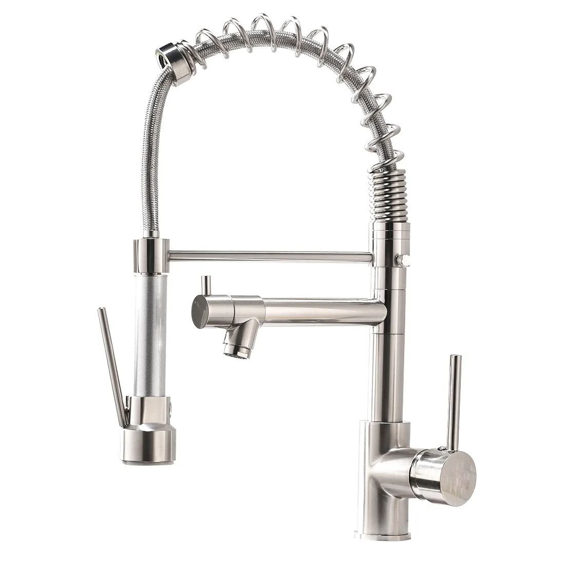 Commercial Pull Down Kitchen Sink Faucet Single Handle Modern Kitchen Faucets Solid Brass