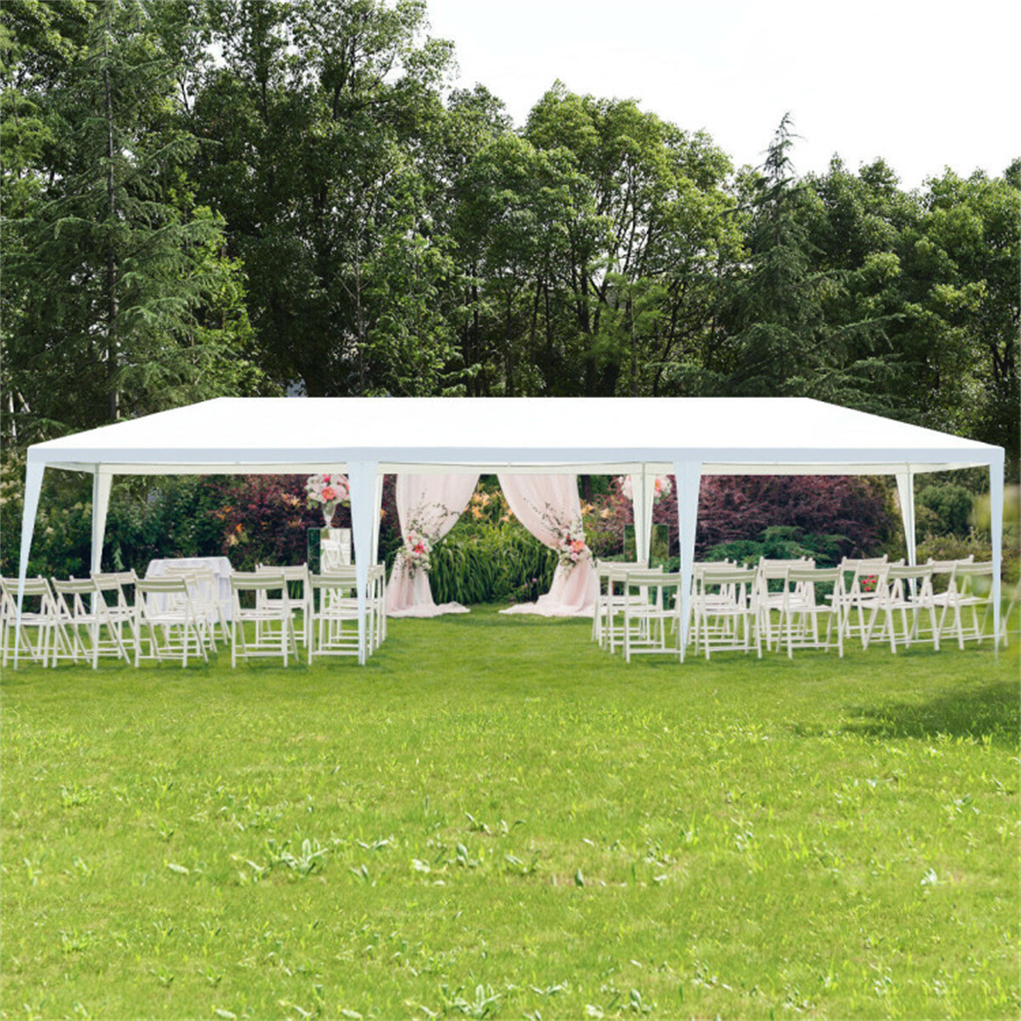 10 x 30 Feet Waterproof Gazebo Canopy Tent with Connection Stakes for