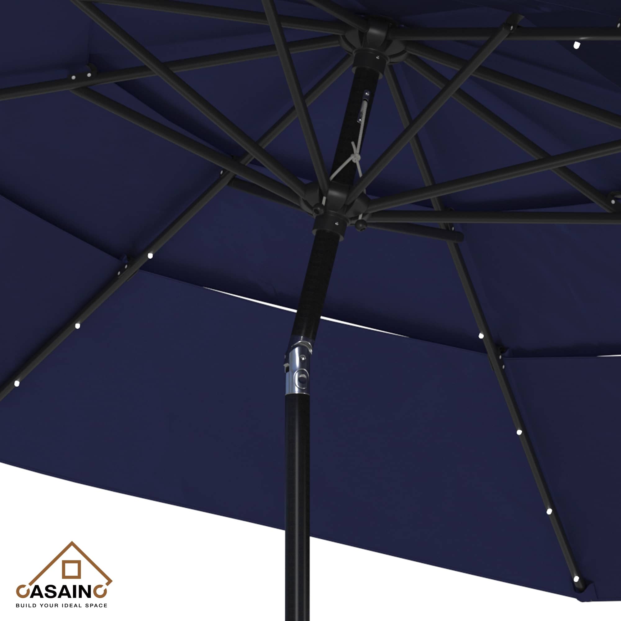 11 ft.3-Layer Aluminum Market Solar Tilt Patio Umbrella with 24-LED Light